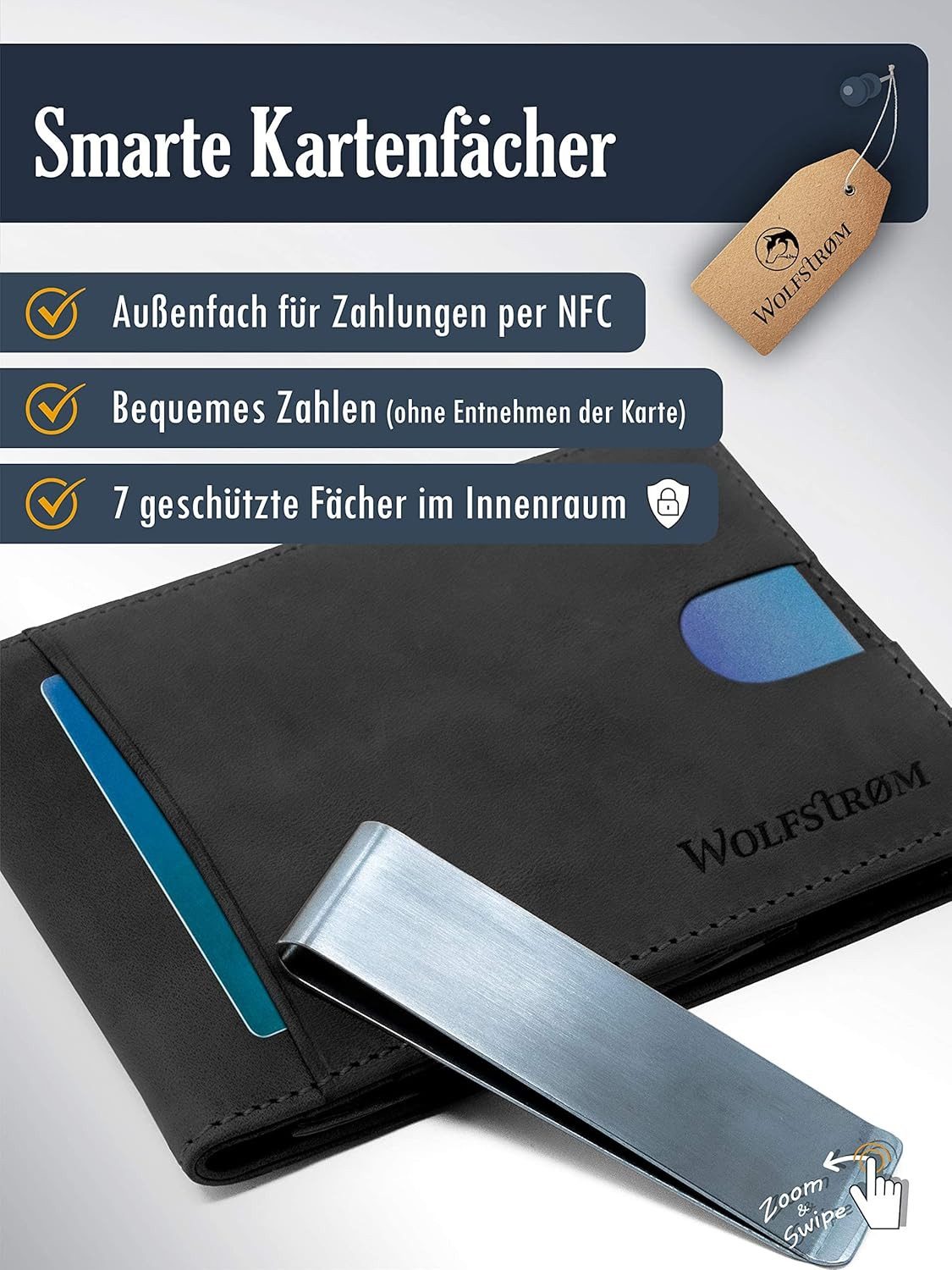 Wolfstrøm Kartenetui Aika Leder Kreditkarten-Etui mit günstig online kaufen