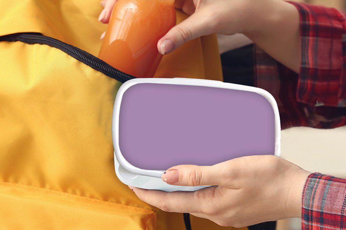 MuchoWow Lunchbox Innenbereich - Violett - Farben - für Erwachsene, Kunststoff, Einfarbig, (2-tlg), - weiß Jungs Brotbox für Mädchen Kinder und Farbe und Brotdose