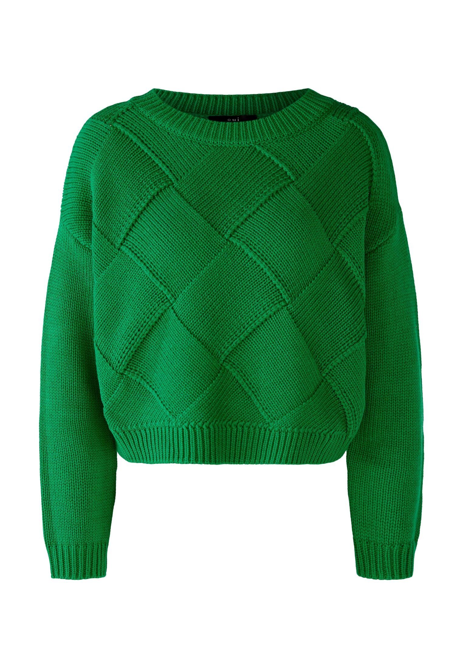 Oui Baumwollmischung Strickpullover green Pullover