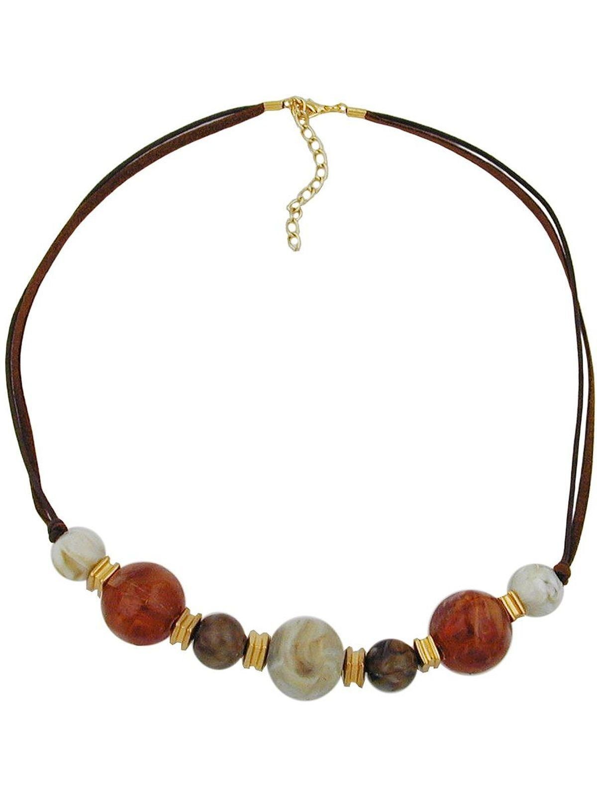 Gallay Kunststoffperlen (1-tlg) 55cm Kordel Perlenkette braun natur-braun-karamel-goldfarben