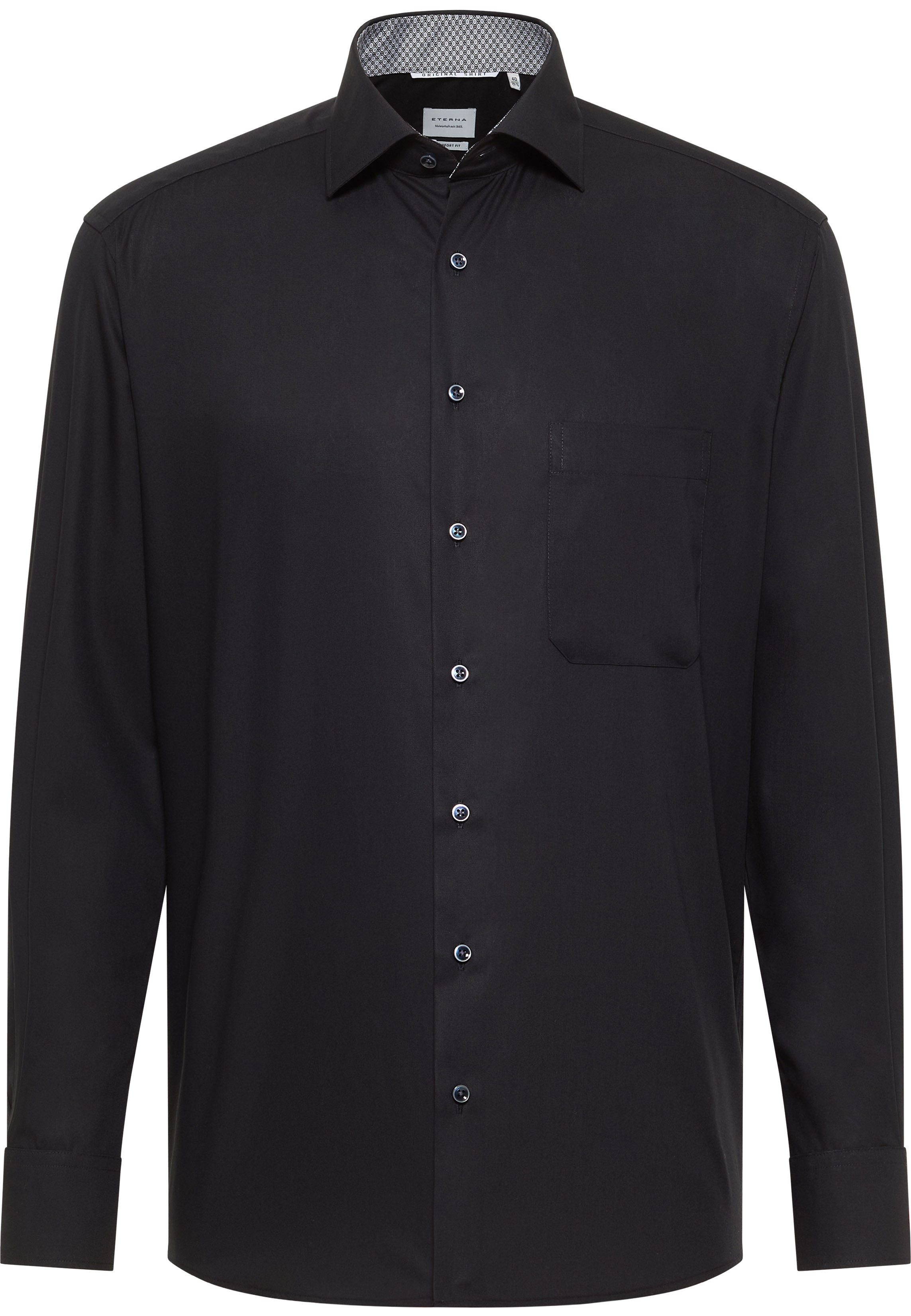 Eterna Businesshemd ETERNA COMFORT FIT Langarm Hemd schwarz popeline 1305-39-E15K - ORIGIN