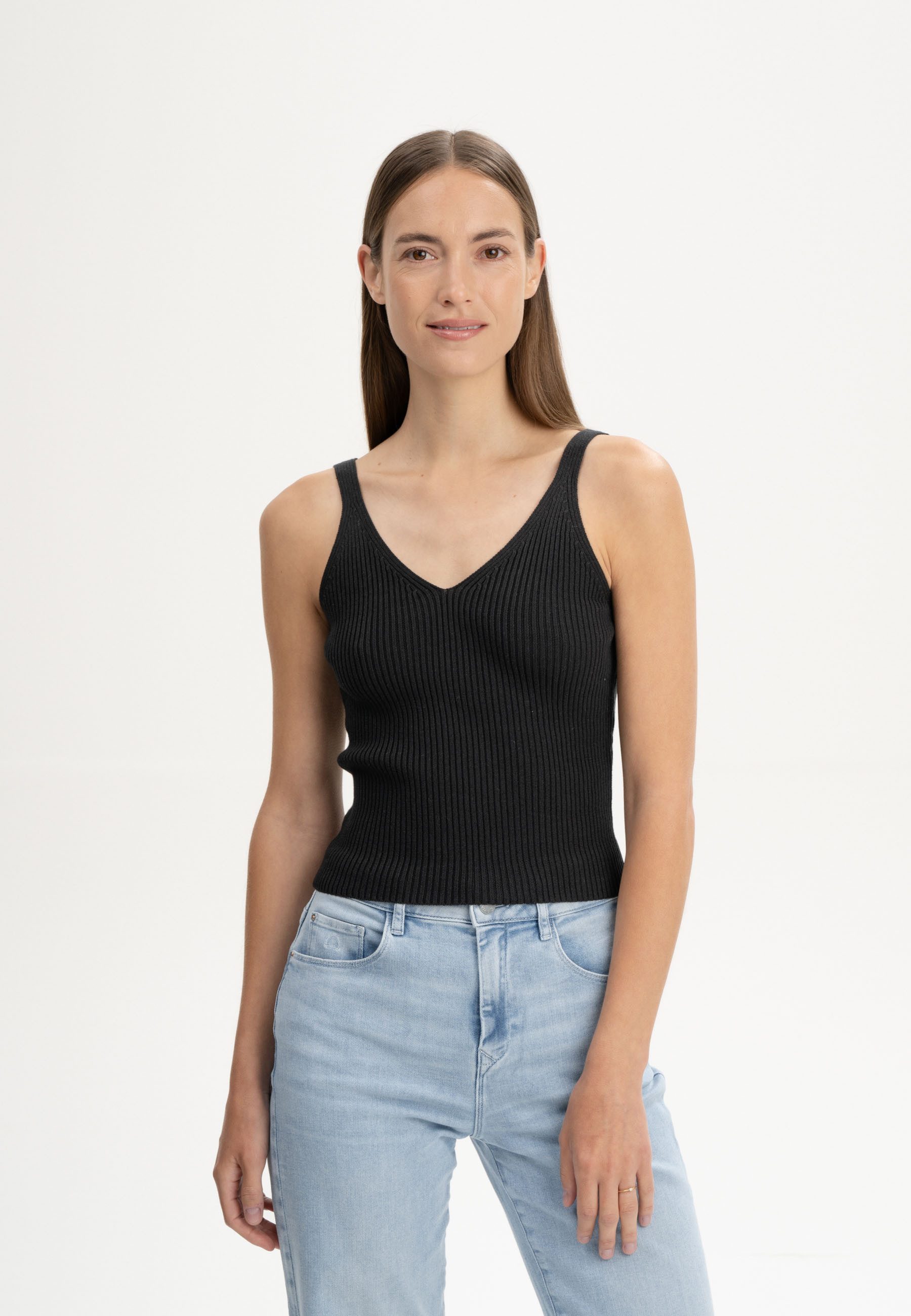 MELA Trägertop V-Neck Strick Top Style RHADA Ärmellos