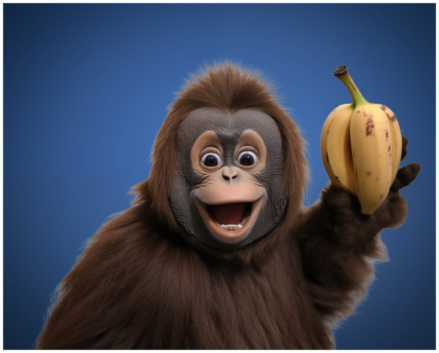 Wallario Poster, Lustiger Affe mit Bananen, in verschiedenen ...