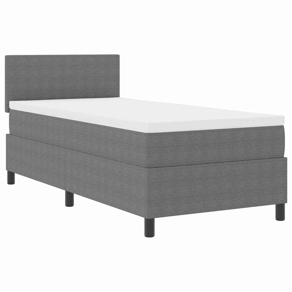 vidaXL Bett Boxspringbett Hellgrau und Weiß 80 x 200 cm Cordstoff (1-tlg)