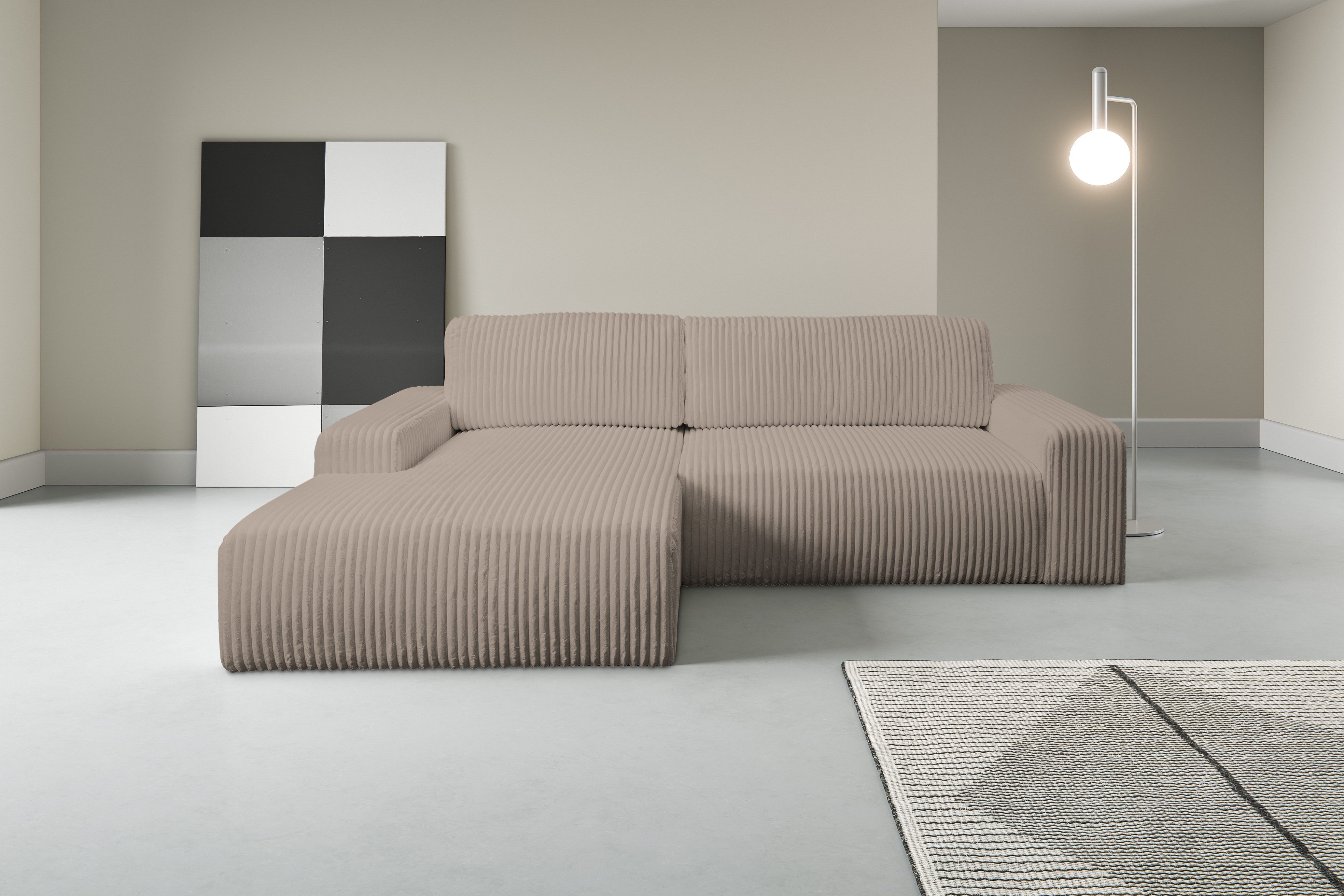 WERK2 Ecksofa "Rotterdam-L, kuschelweicher Cord oder Breitcord, L-Form, Bre günstig online kaufen