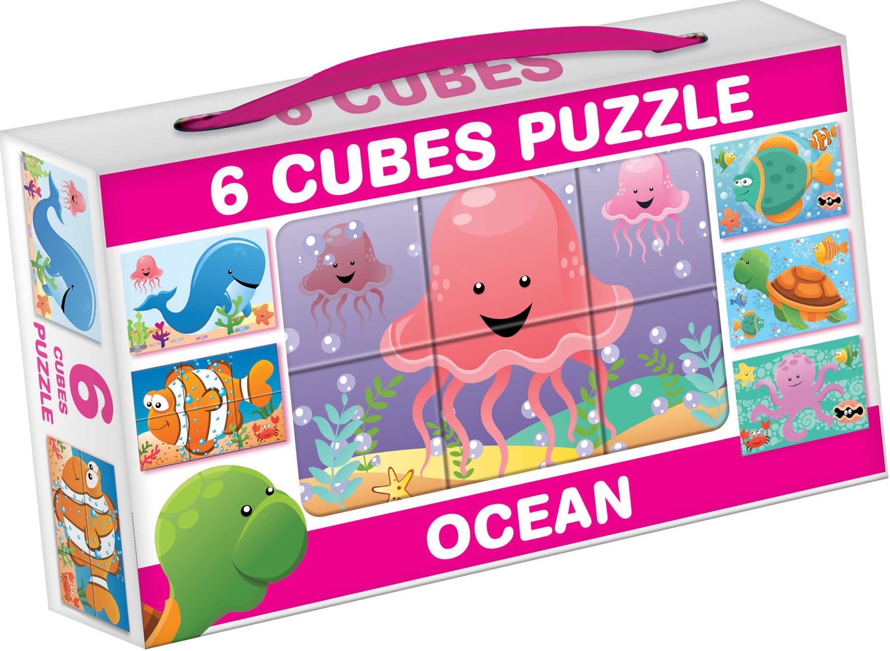 Dohany Würfelpuzzle Bilderwürfel 6-tlg. Kinderpuzzle Meer Meerestiere, Puzzleteile