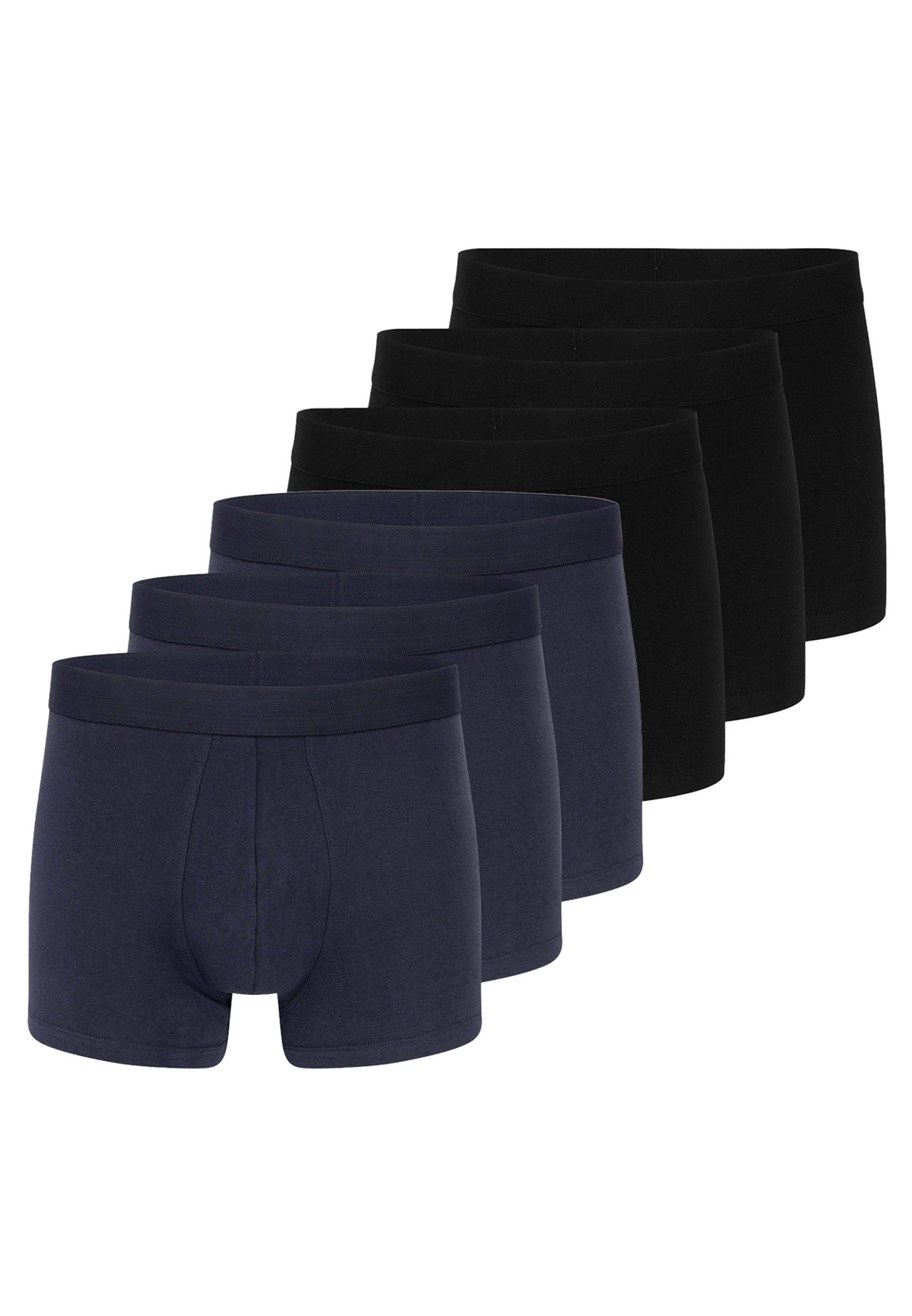 Almonu Retro Boxer 6er Pack Organic Cotton (Spar-Set, 6-St) Retro Short / Pant - Baumwolle - Ohne Eingriff - Atmungsaktiv Schwarz / Navy