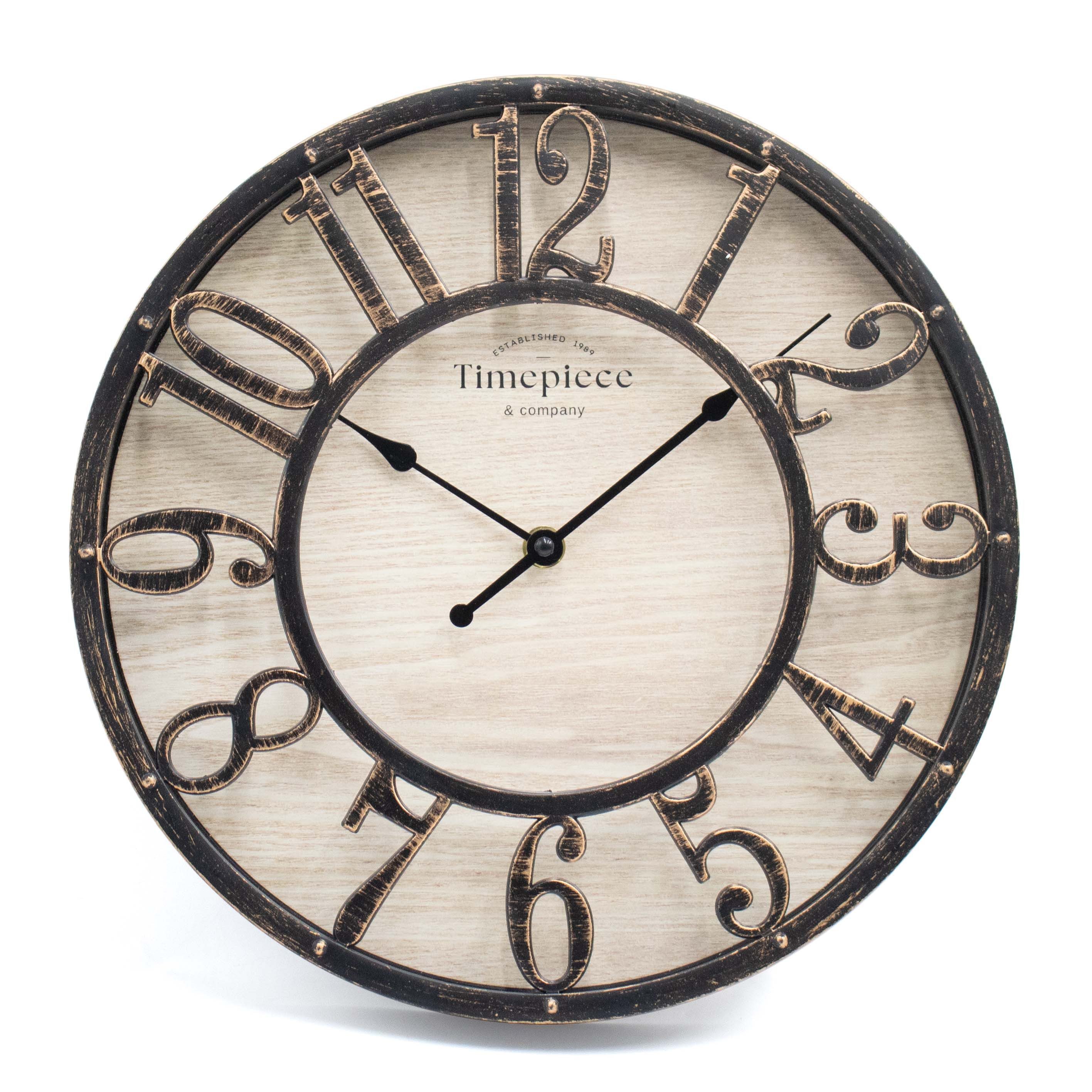 K&L Wall Art Wanduhr Industrielle Wanduhren Vintage Holzuhr Metall Optik (Leise Steampunk Uhr)