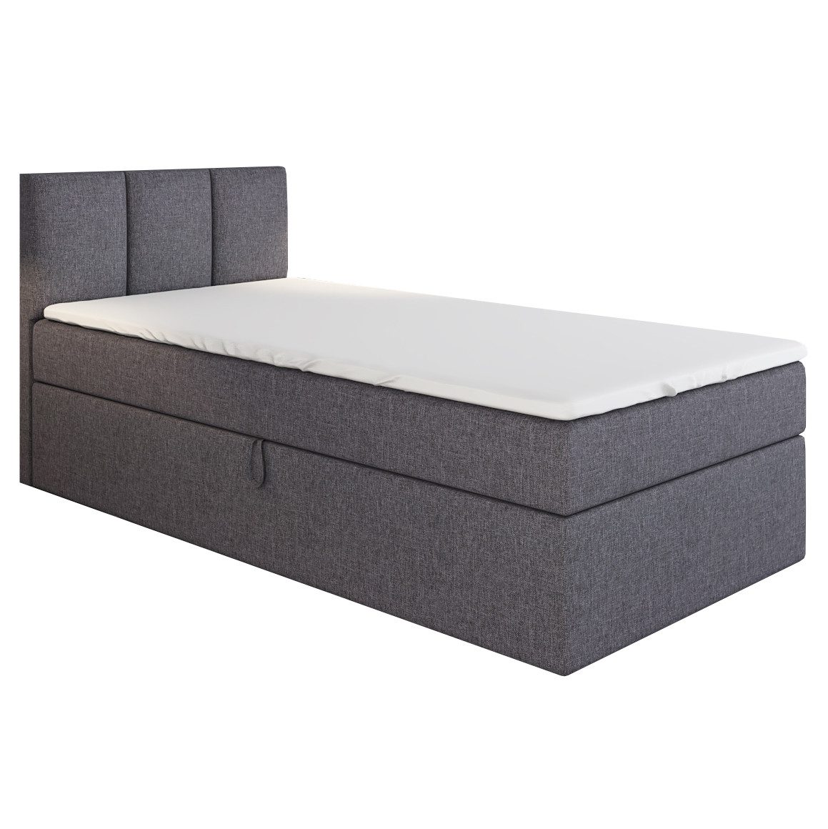 A&J MöbelLand GmbH Boxspringbett Einzelbett NASI mit Bettkasten, Topper und gepolstertem Kopfteil. (Boxspringbett mit Bettkasten und gepolstertem Kopfteil. Inclusive Topper !, TOP ANGEBOT), Länge 208 cm Höhe 106 cm