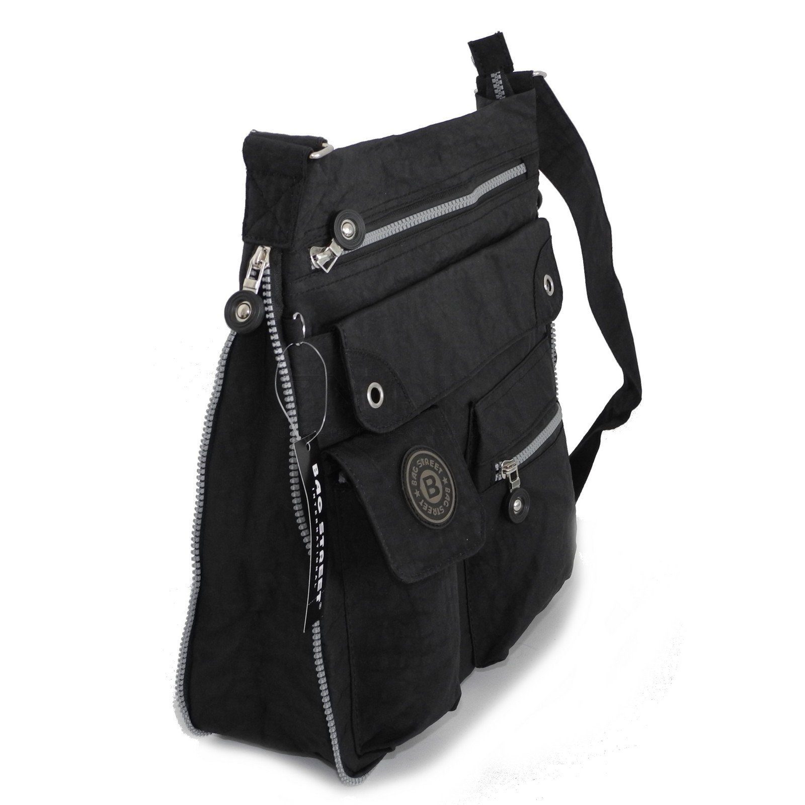 Schwarz Auswa Herren Street Bag BAG Stofftasche STREET - Messengerbag Damen Umhängetasche Umhängetasche