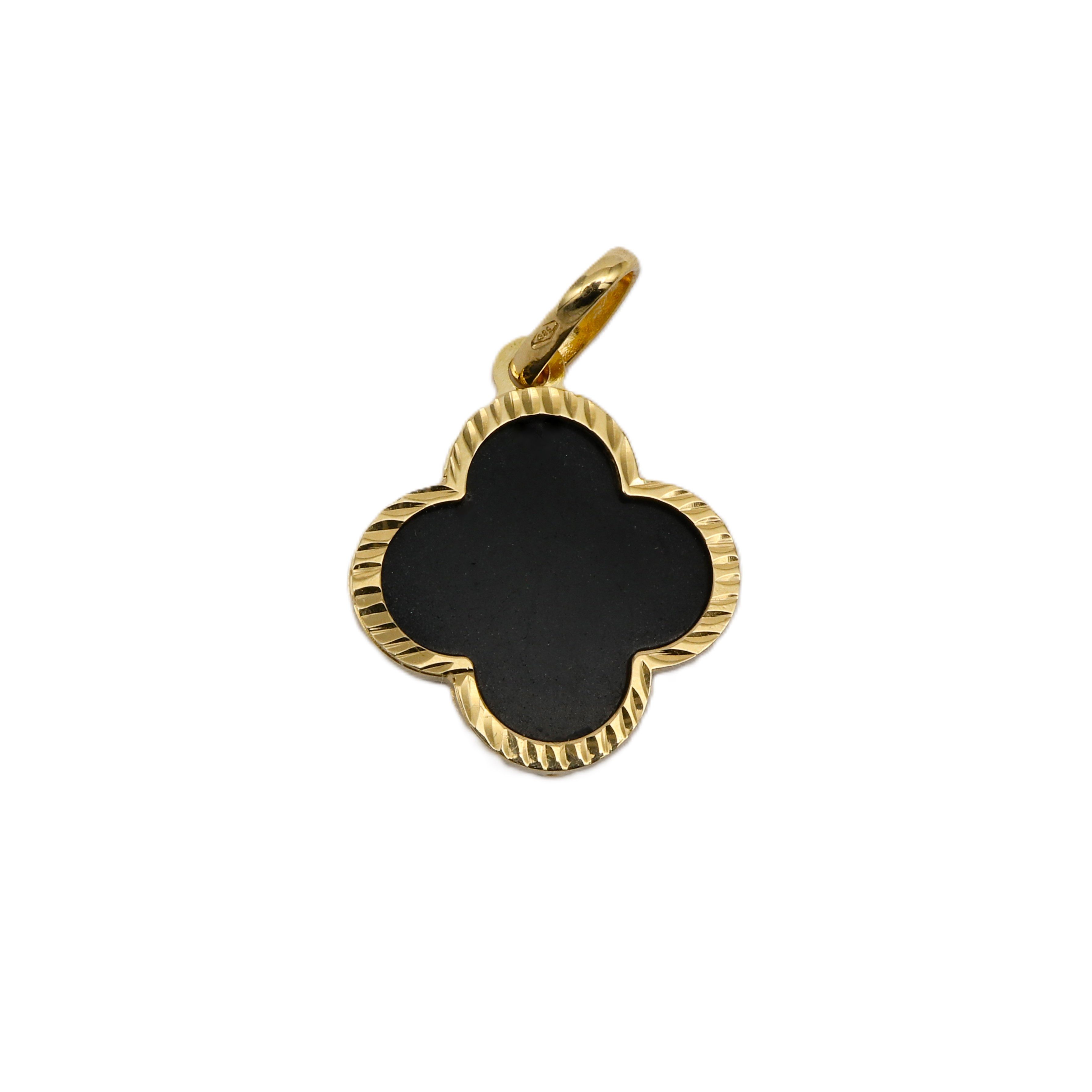 Kettenanhänger Edler Goldanhänger "BLUME ONYX" 585 14K Gold 20,5x12,5mm 1,10g