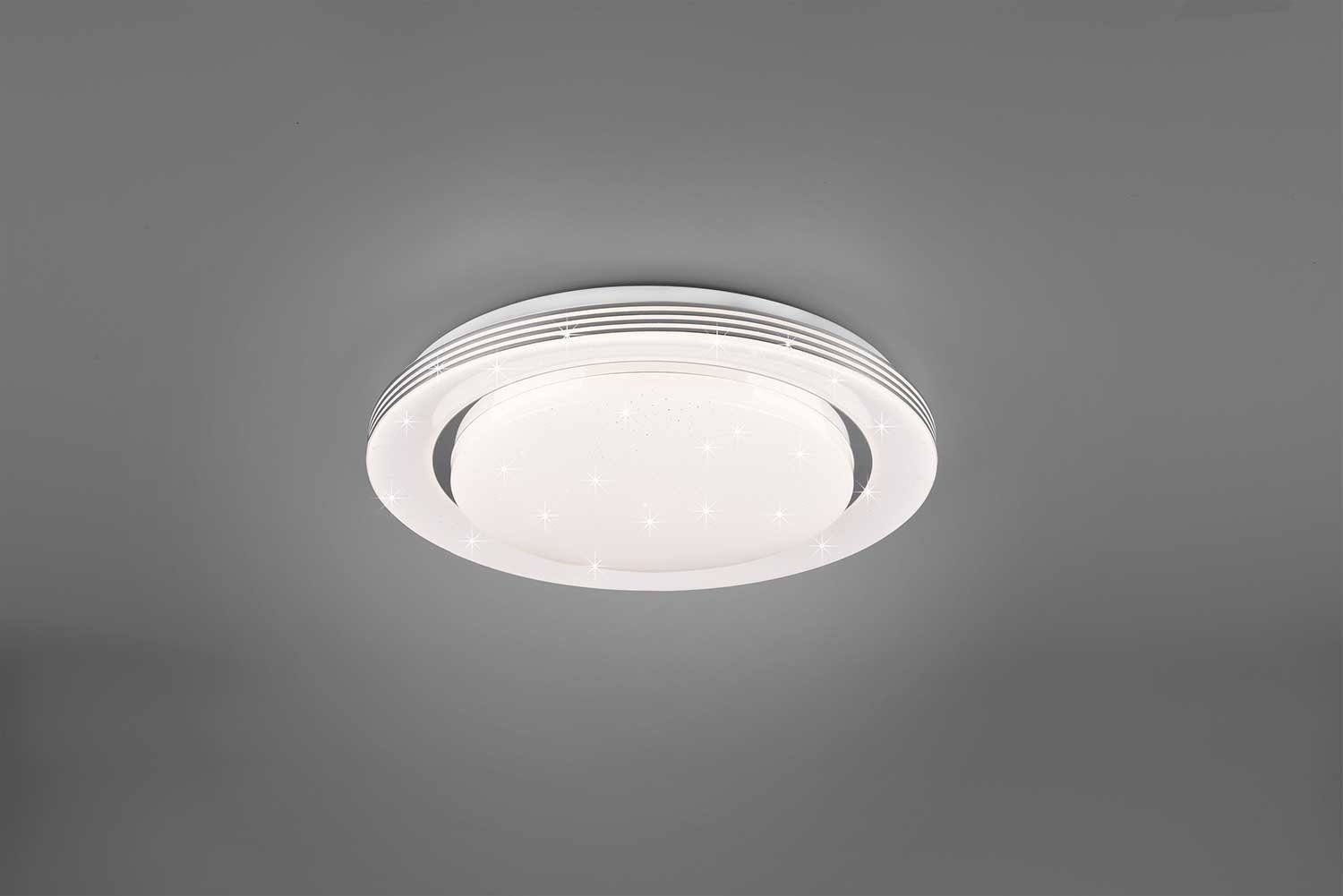 Reality Leuchten LED Deckenleuchte ATRIA, Weiß, Kunststoff, 1-flammig, Ø 38 cm, LED fest integriert, Neutralweiß, Tageslichtweiß, Warmweiß, Deckenlampe