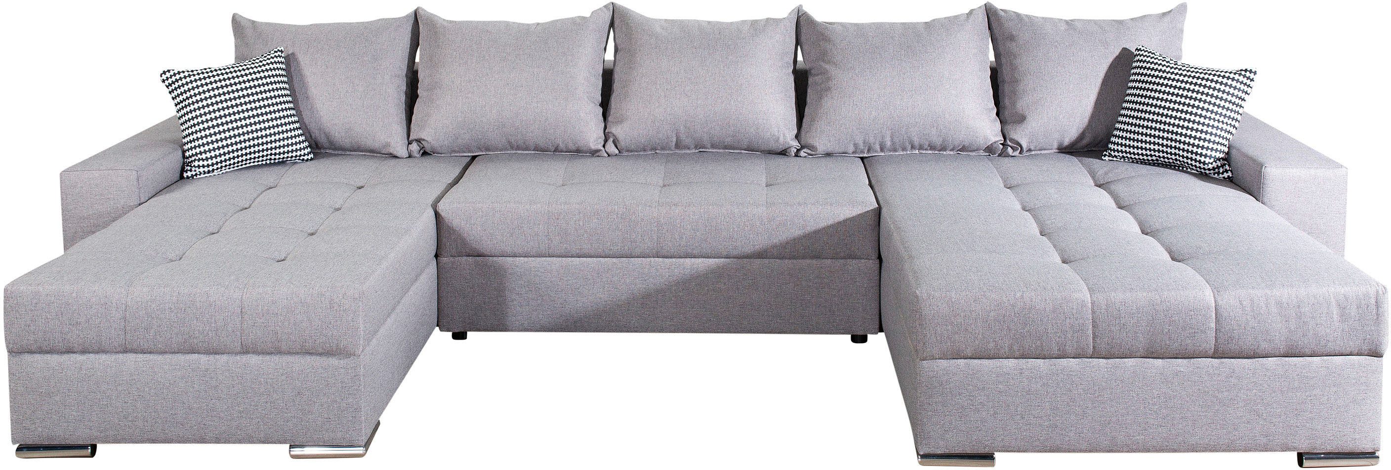 COLLECTION AB Wohnlandschaft Josy XXL U-Form, B: 333 cm, mit 2 Recamieren 77 & 97 cm, mit Bettfunktion, Bettkasten & 2 Zierkissen, Federkern