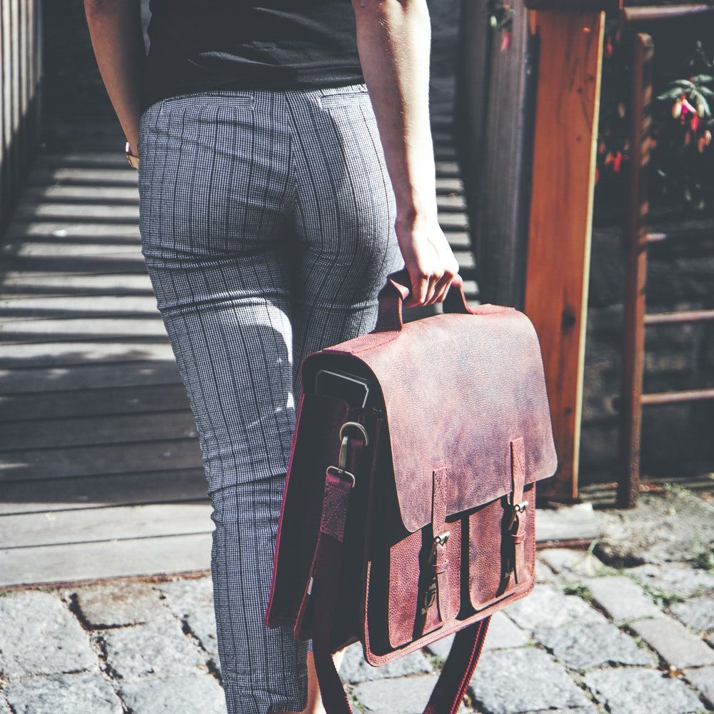 Jahn-Tasche Aktentasche Sehr Robuste Lehrertasche Leder, Rost-Rot, Jahn-Tasche 420-n