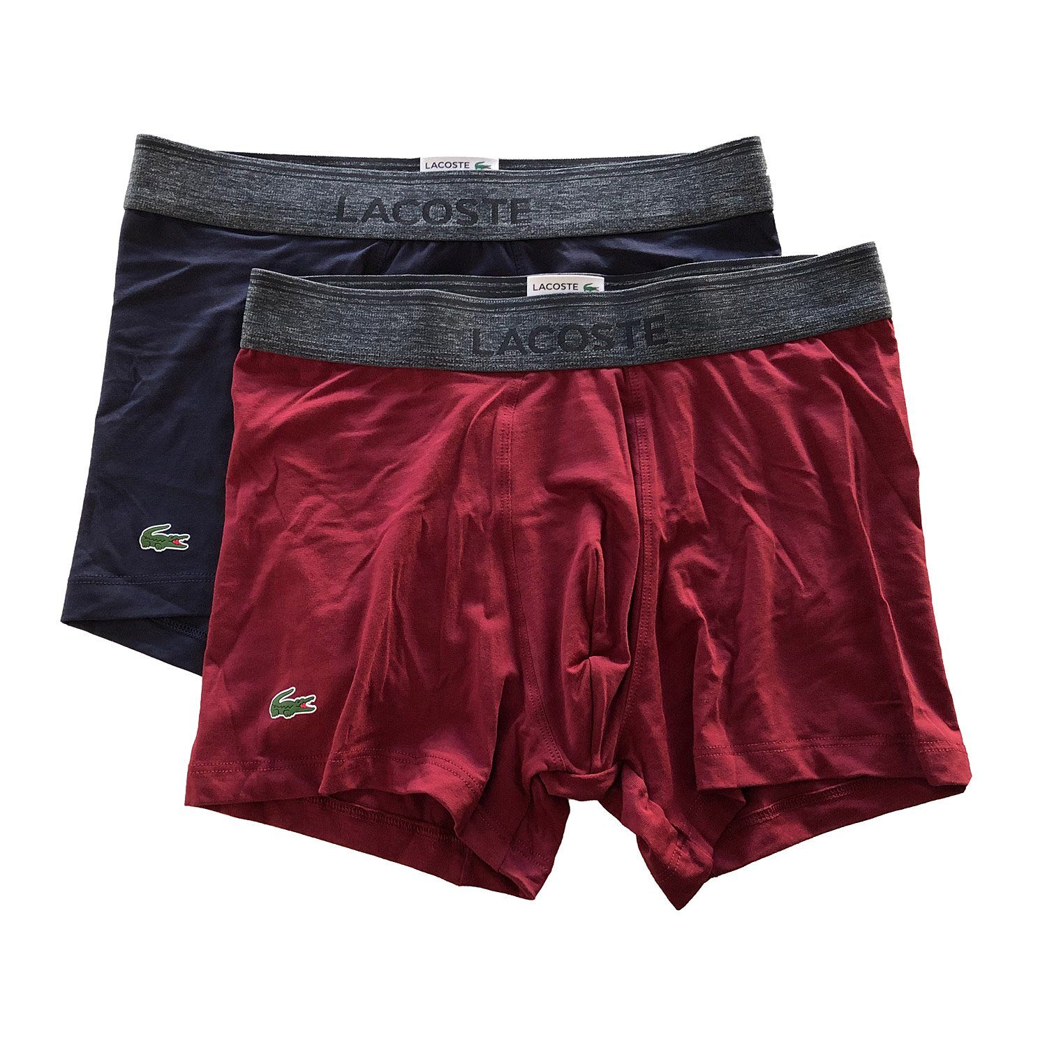 Lacoste Trunk Cotton Modal Serie (Doppelpack, 2-St., 2er-Pack) Baumwolle Modal Unterhosen Shorts kurzes Bein im Doppelpack dunkelblau-dunkelrot (909)