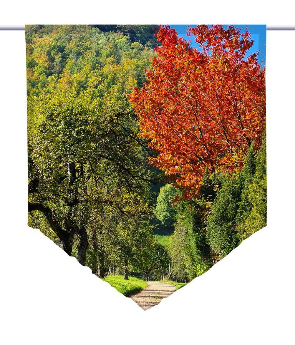 Scheibengardine Scheibenhänger Herbstlaune – spitz – Herbstmotiv, gardinen-for-life