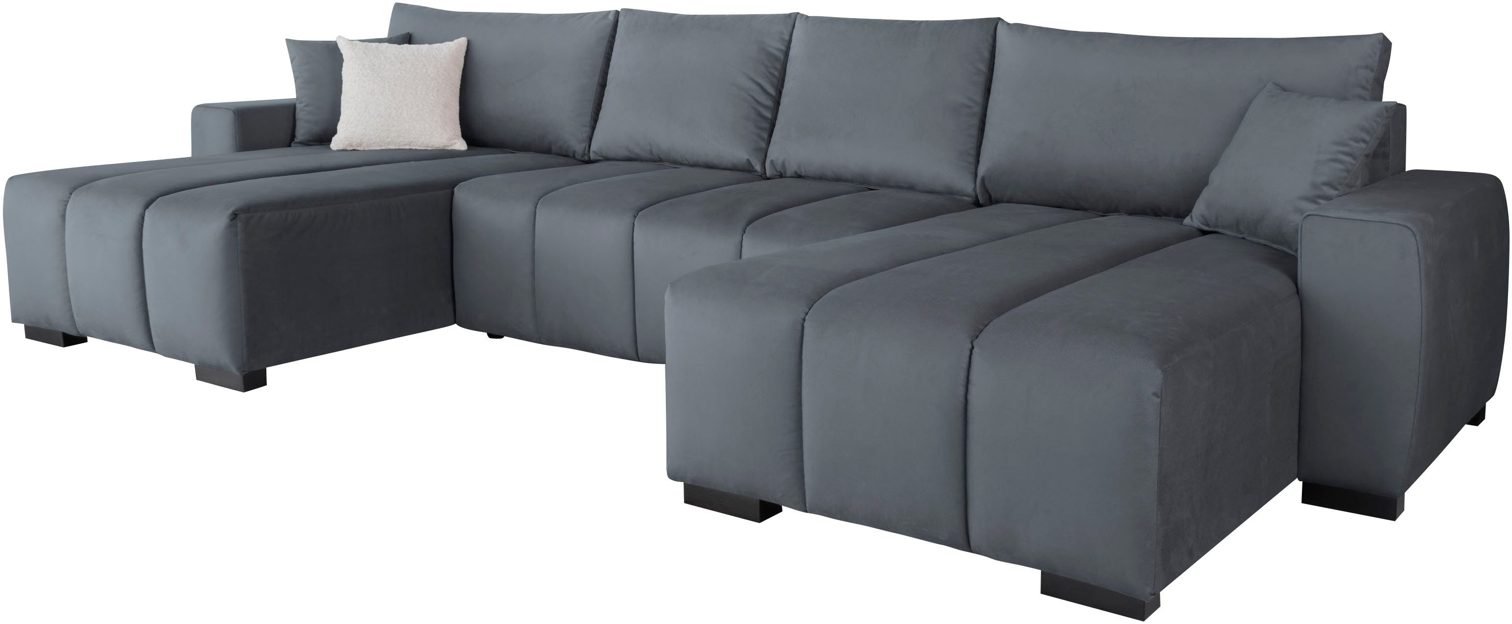 Home affaire Wohnlandschaft Bello U-Form, B: 347 cm, Bettfunktion, Bettkasten & 2 Zierkissen, Federkern