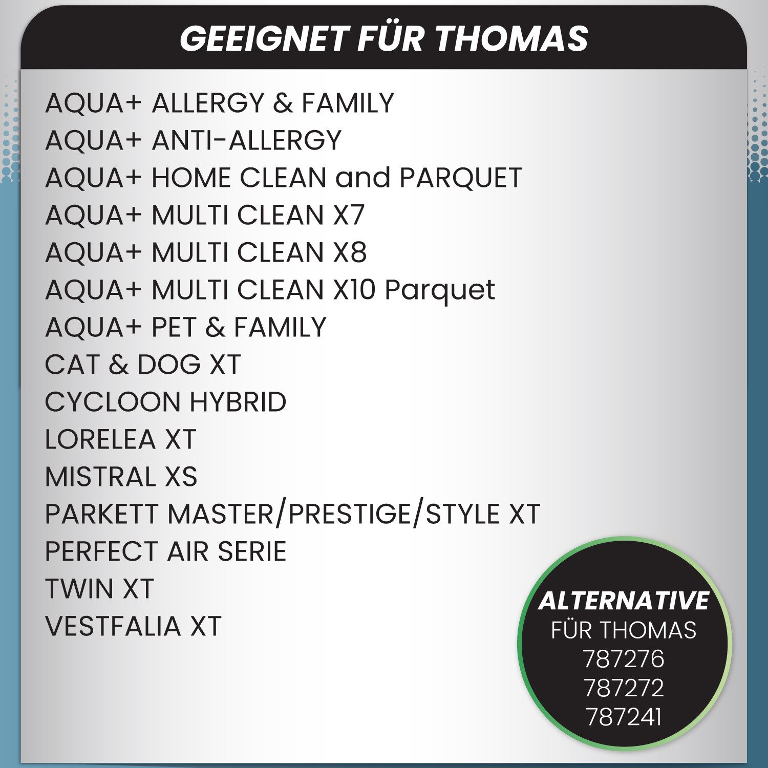 McFilter Filter-Set 5-teilig, Hygienefilter Abluftfilter passend für Thomas Multi Clean, X7 AQUA+, Multi Clean X10, Alternative für Filterset 99 (787241)