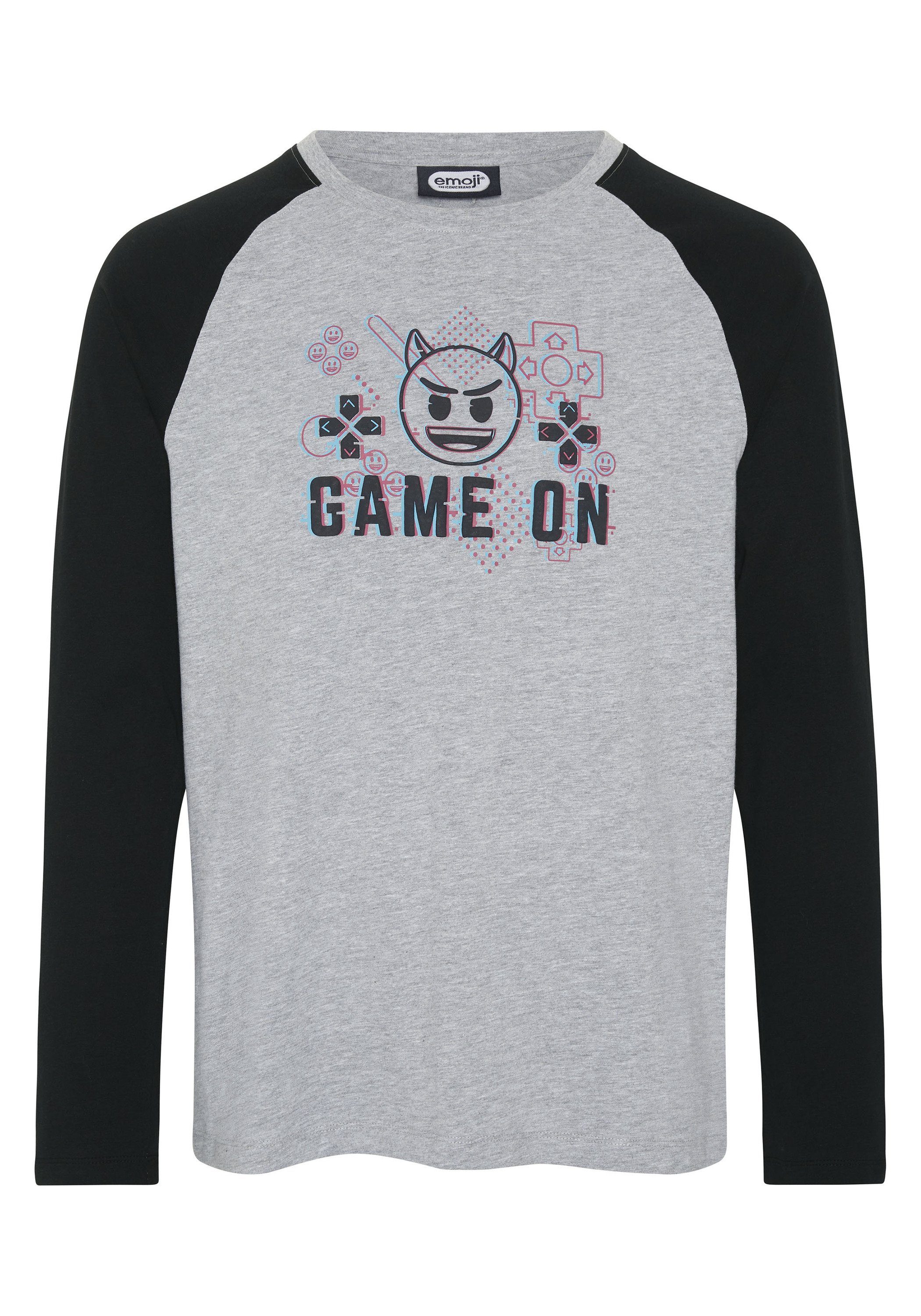 Emoji Langarmshirt mit GAME-ON-Print