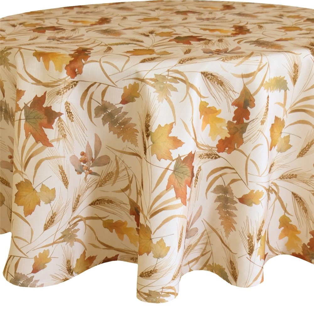 matches21 HOME & HOBBY Tischdecke Tischdecke LINN Herbst Laub Blätter Polyester rund Ø 130 cm (1-tlg), Pflegeleicht & waschbar bei 30 °C