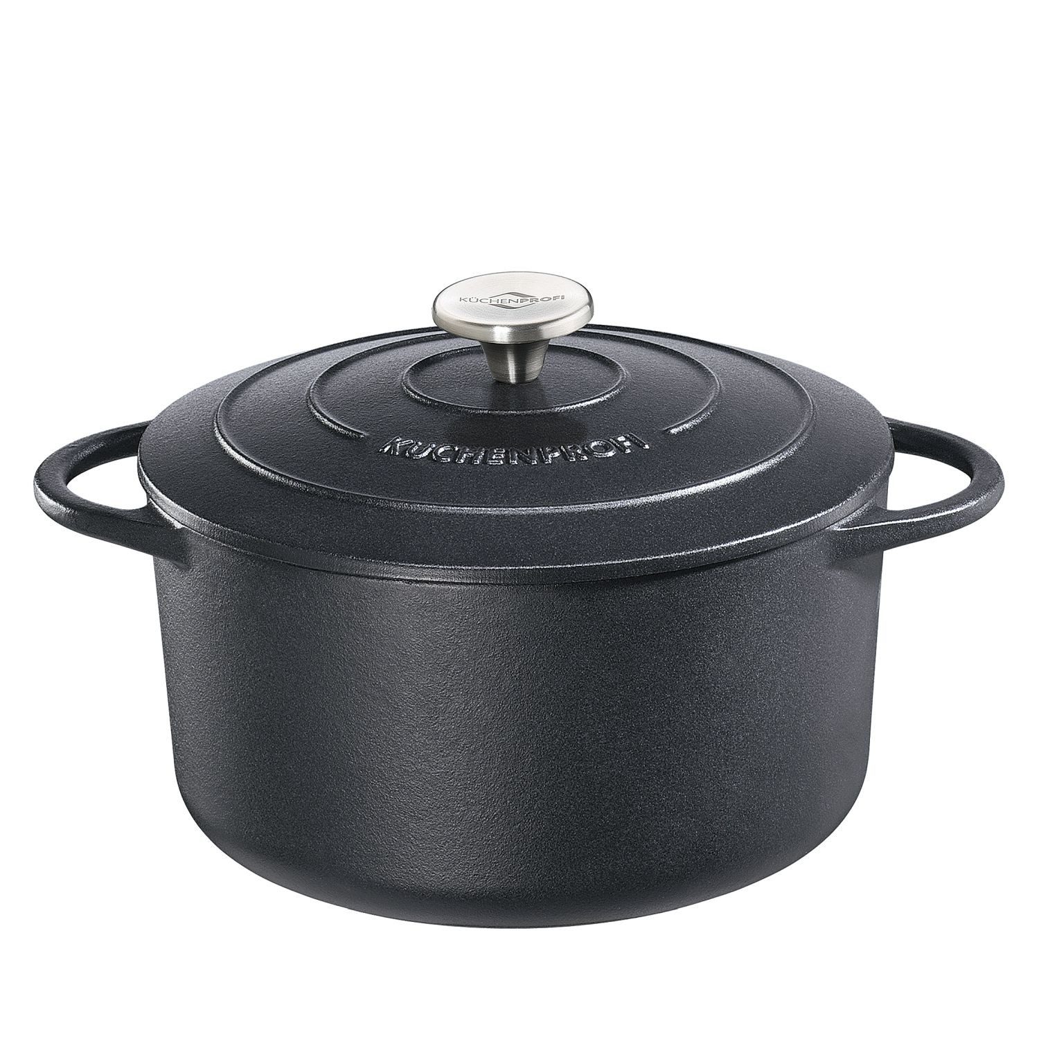 Küchenprofi Bräter Provence Bratentopf Rund Schwarz 24 cm, Gusseisen
