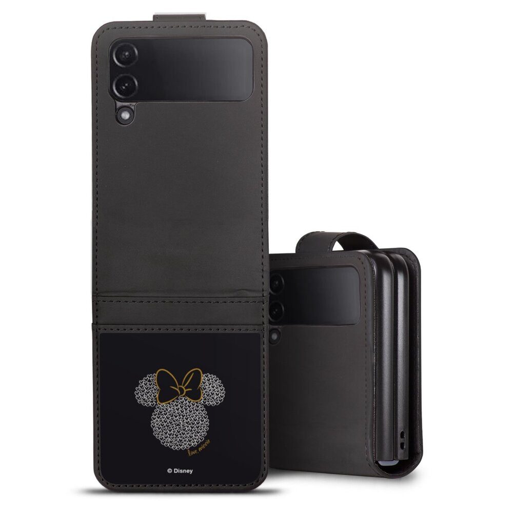 DeinDesign Handyhülle Minnie Mouse Disney Muster Minnie Black and White, Samsung Galaxy Z Flip 4 Hülle Handy Flip Case Wallet Cover
