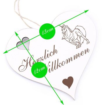 Dekolando Hängedekoration Herzlich Willkommen - Einhorn - 13x12cm
