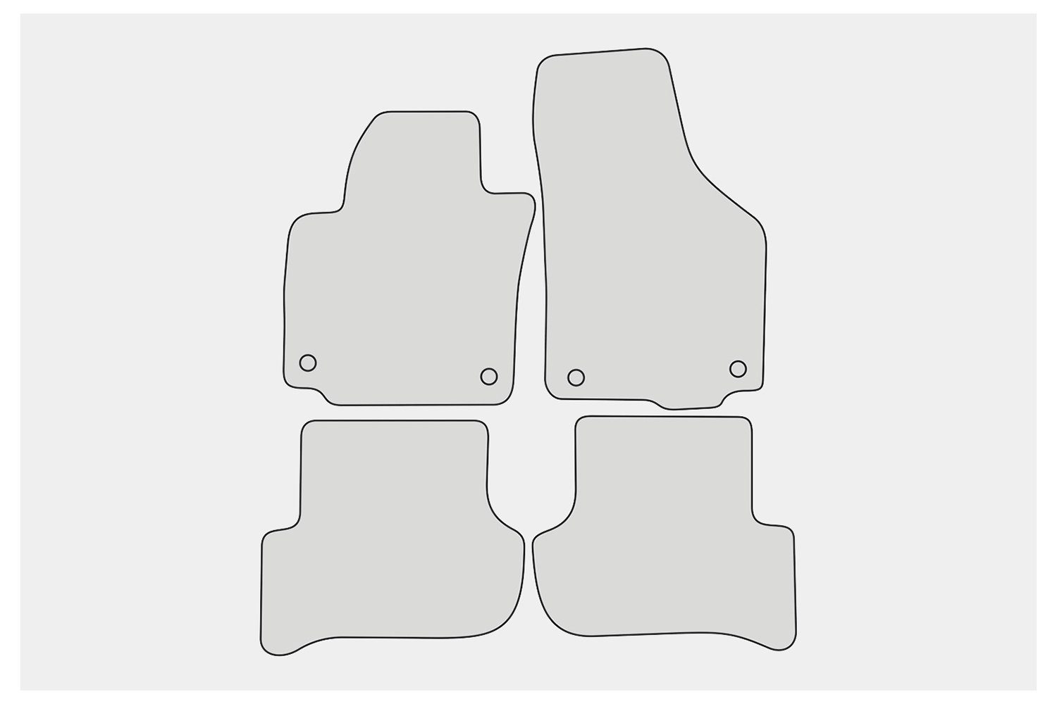 teileplus24 Auto-Fußmatten Skoda mit 2009-2017 104 Yeti Set kompatibel Velours Fußmatten