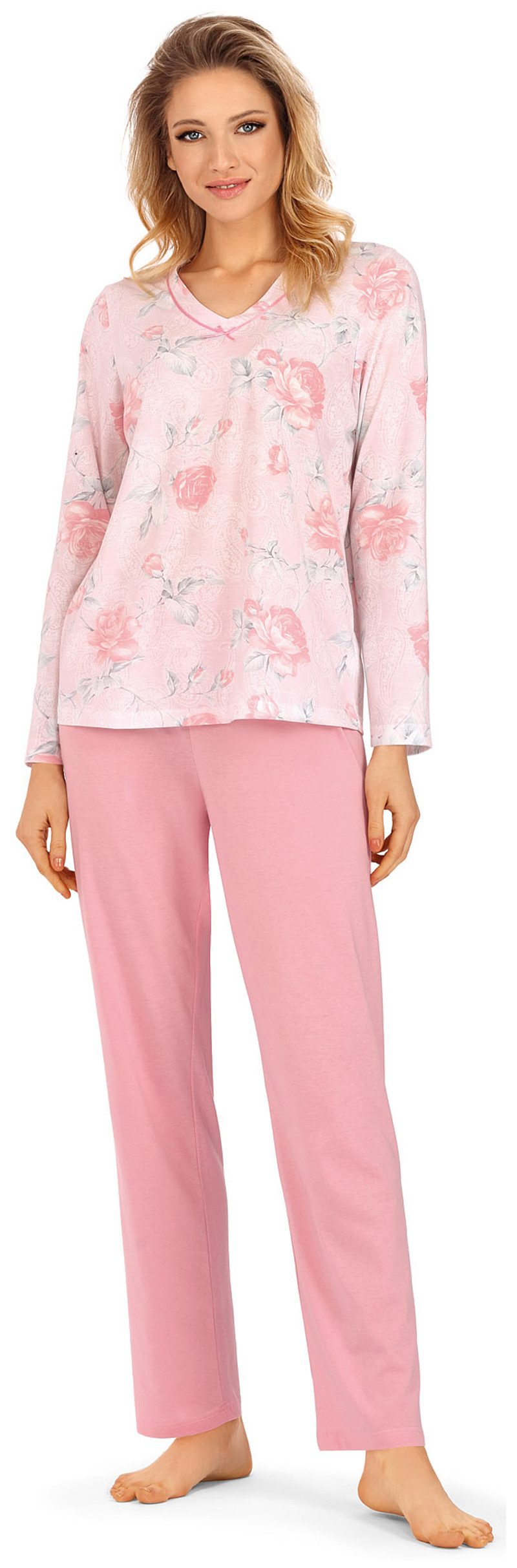 Ascafa Schlafanzug (Set, 2 tlg., 2-teilig) Damen Schlafanzug 2-teilig Pyjama Rosemmuster Paisley