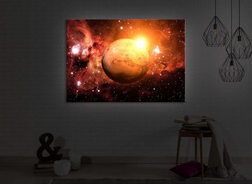 lightbox-multicolor LED-Bild Planet Mars im Universum front lighted / 60x40cm, Leuchtbild mit Fernbedienung