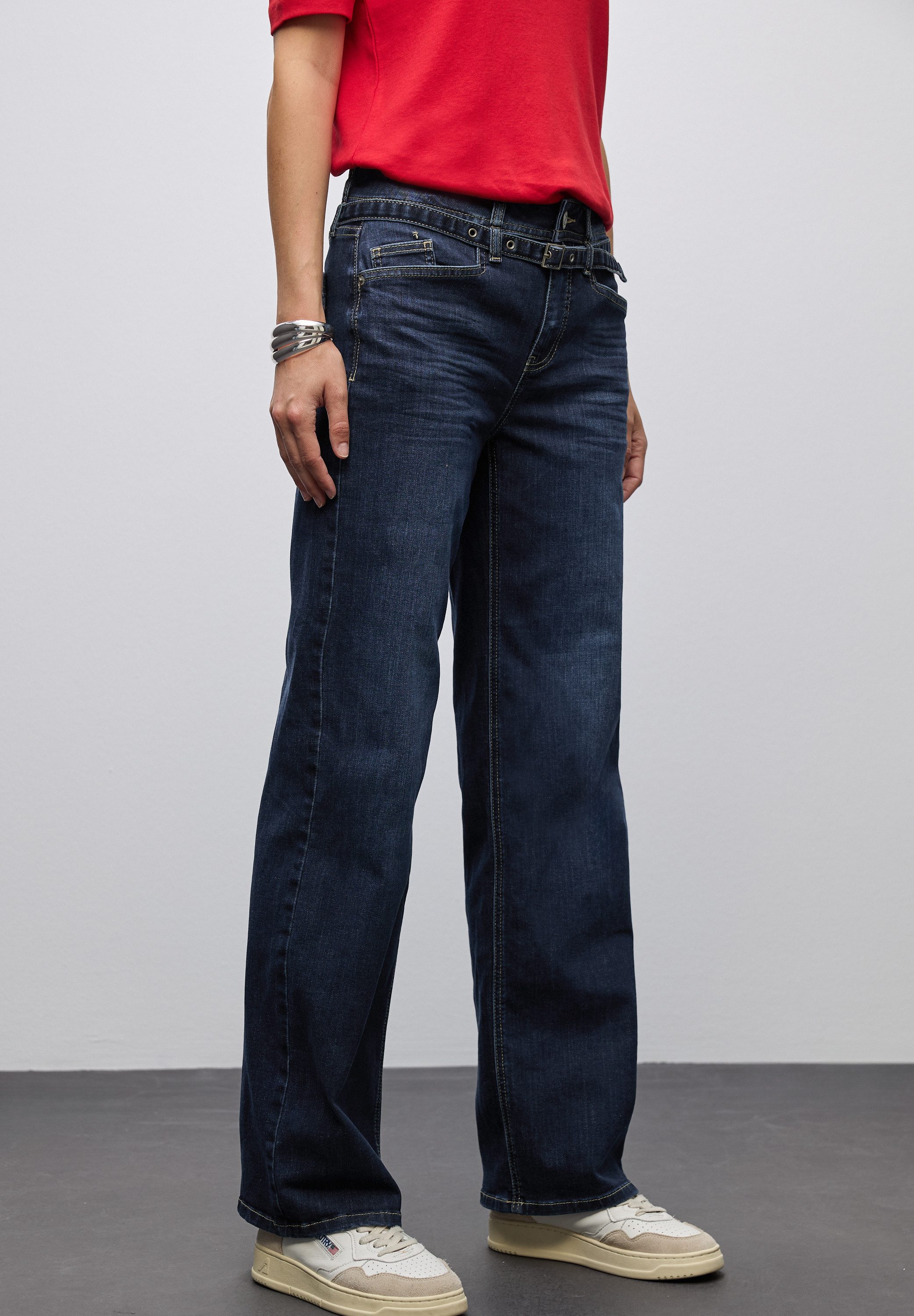 STREET ONE Weite Jeans mit Jeans-Gürtel günstig online kaufen