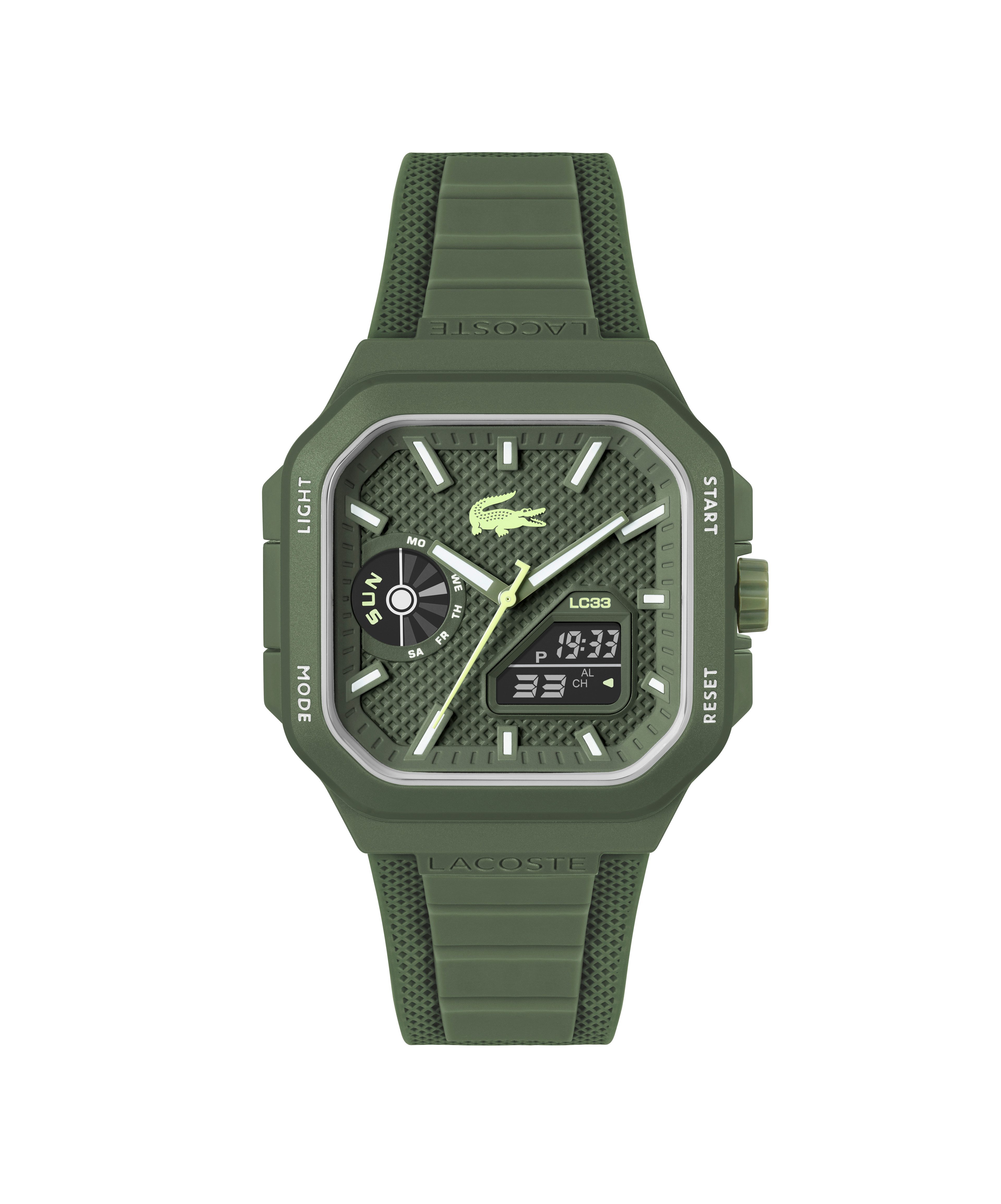 Lacoste Digitaluhr LC33 SQUARE 2011505, Quarzuhr, Armbanduhr, Herrenuhr, Silikonarmband, digital, analog