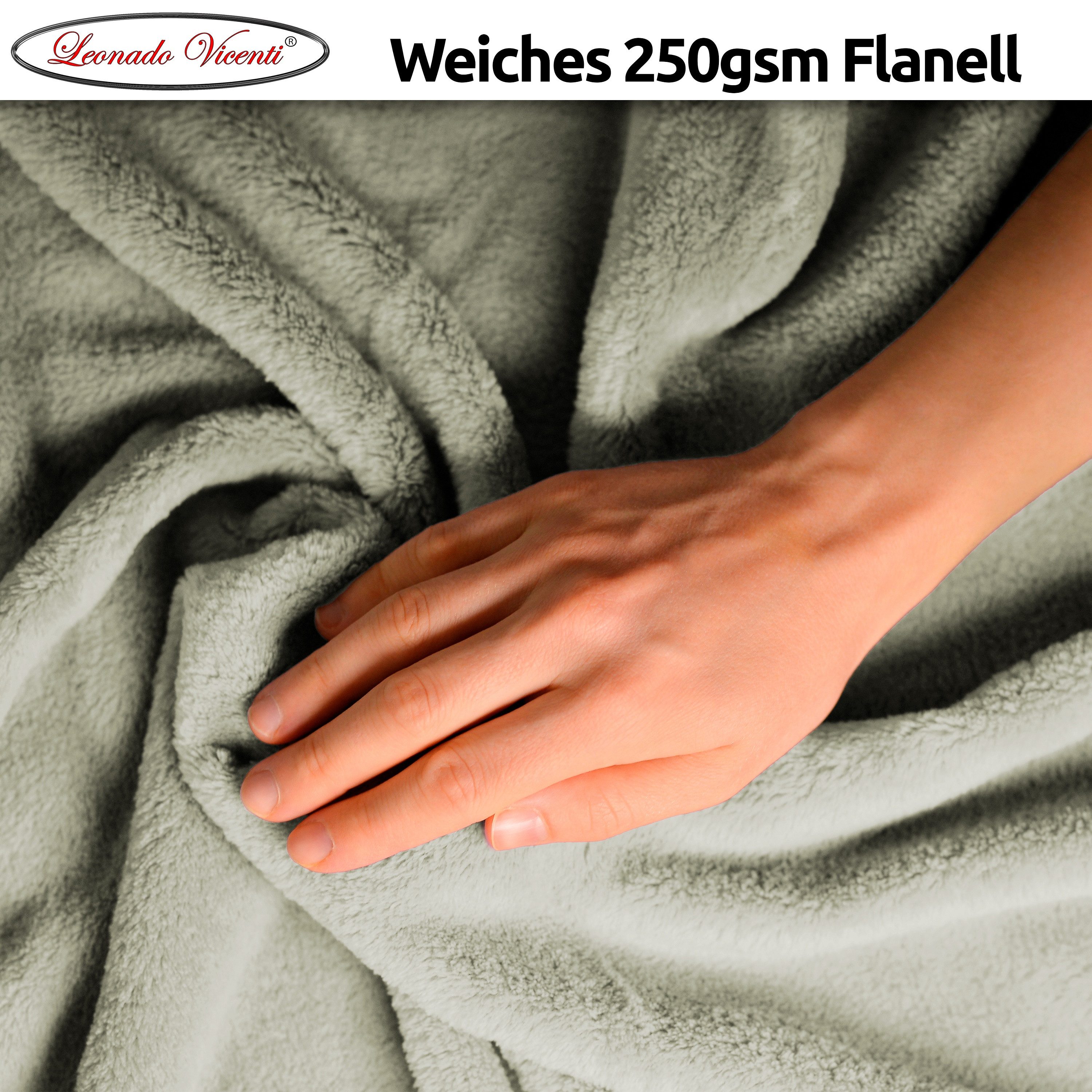 Wohndecke kuschelig warm, 2er Pack 150x200, Leonado Vicenti, Kuscheldecke flauschig weich, Einfarbig,2er Set