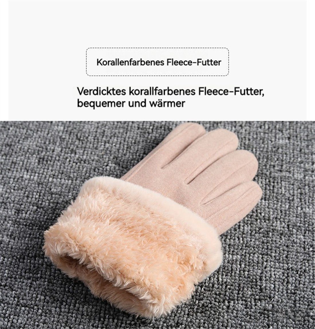 Rosa Damen-Winterhandschuhe, Fleecehandschuhe Gepolsterte DÖRÖY warme Touchscreen-Reithandschuhe