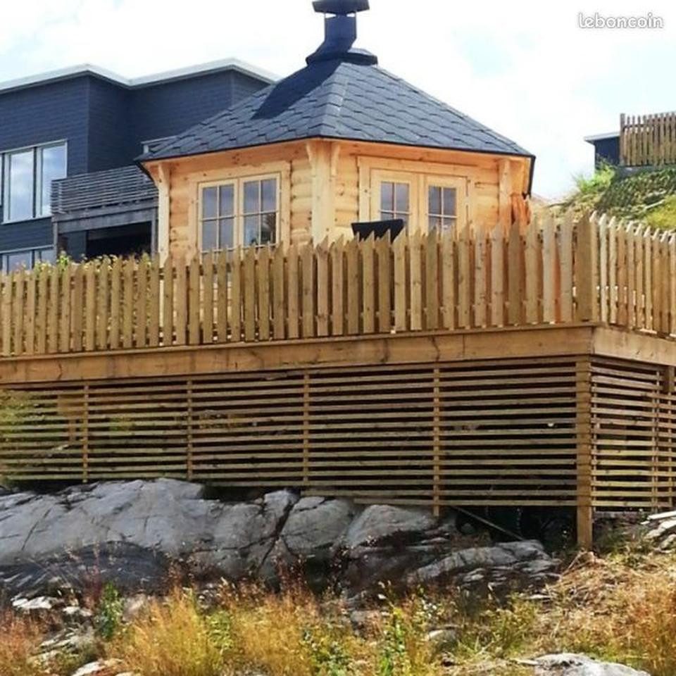 JVmoebel Grillkota Pavillon Grillhaus Laube Hütte Feuerhütte Braun Gartenpavillon, Made in Europa