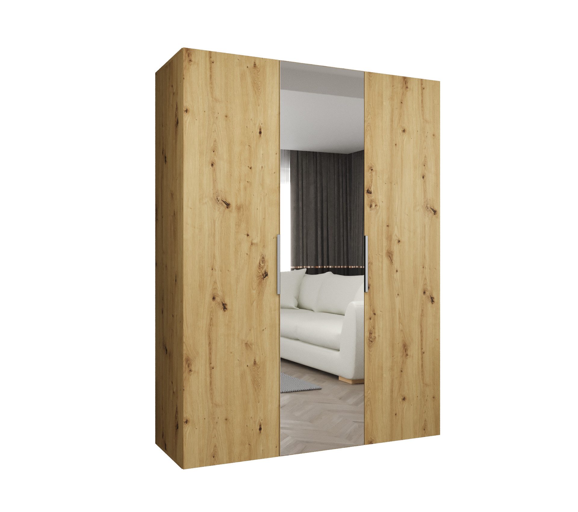 MOEBLO Drehtürenschrank SOLENA 2 (mit Spiegel – Moderner Kleiderschrank mit Soft-Close, Einlegeböden & Kleiderstange, verschiedene Breiten & Farben, Schrank Garderobe Schlafzimmer Drehtürenschrank) (BxHxT): 100/150/200/250/300x202x52 cm