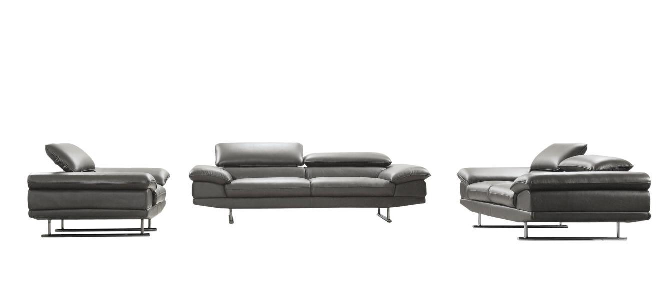 Salottini Polstergarnitur Bassano Leder 3/2/1 Dolphin-Grey Polstergarnitur Sofagarnitur, (3-tlg)