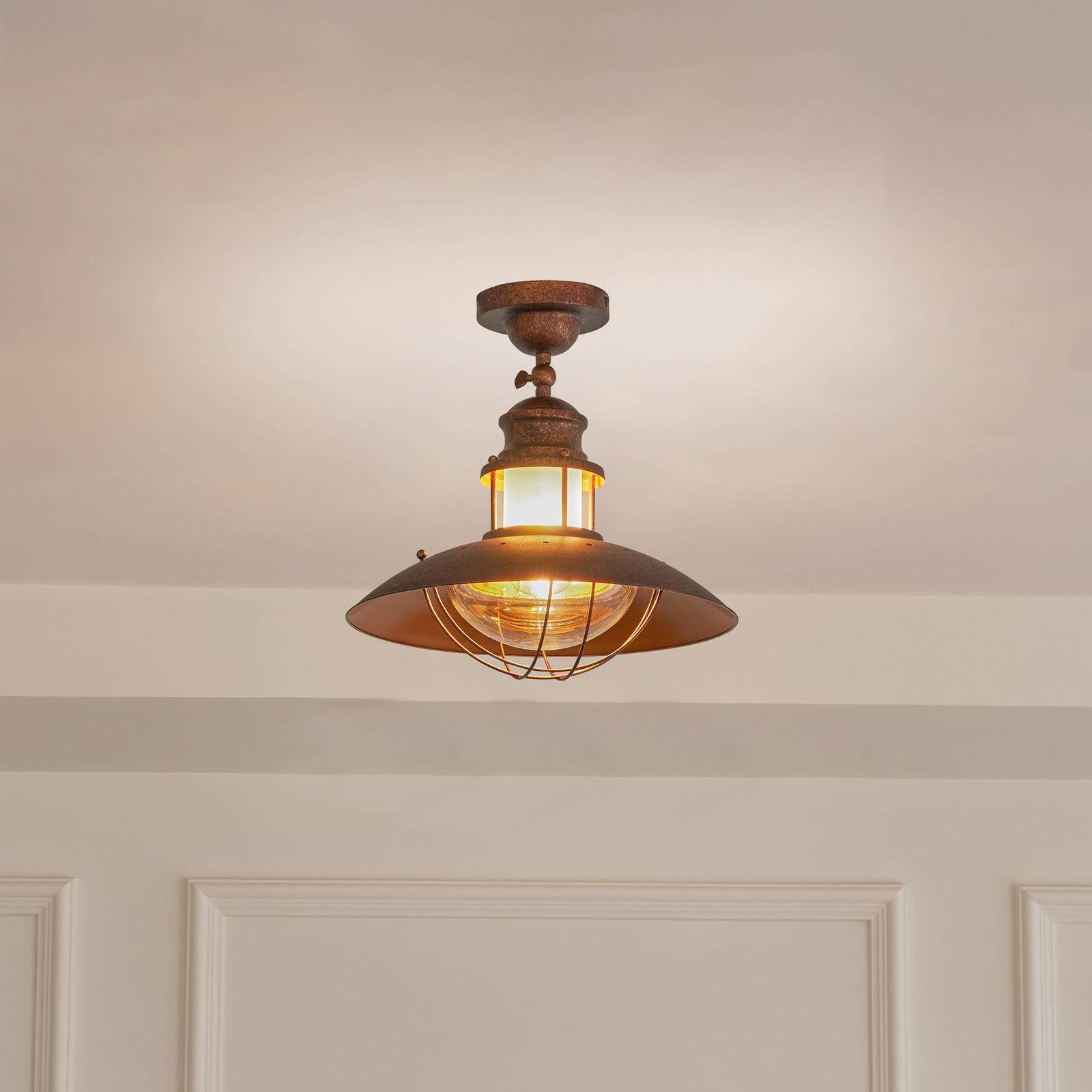 Lindby Deckenleuchten Louisanne, Metall, Braun IP20, 1 x 60 W günstig online kaufen