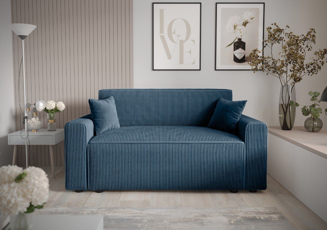 Schlaffunktion BIS 171cm COUCH pressiode Blau Schlafsofa, MIRA mit Sofa Bettkasten und