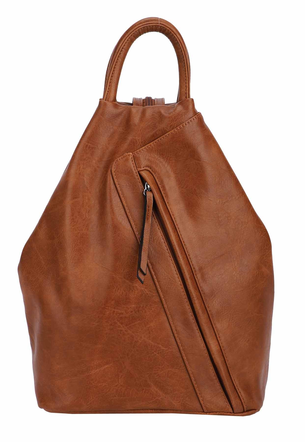 ITALYSHOP24 Rucksack Damen Cityrucksack Daypack Tasche Umhängetasche Tagesrucksack Backpack, Handtasche Freizeitrucksack Leder Optik Schule Travel Wandern Arbeit