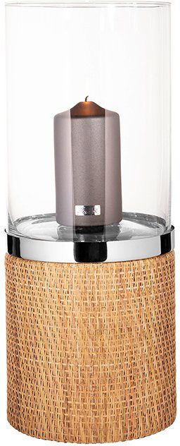 Fink Windlicht CATANIA Rattan aus St), (1 und Edelstahl, Glas