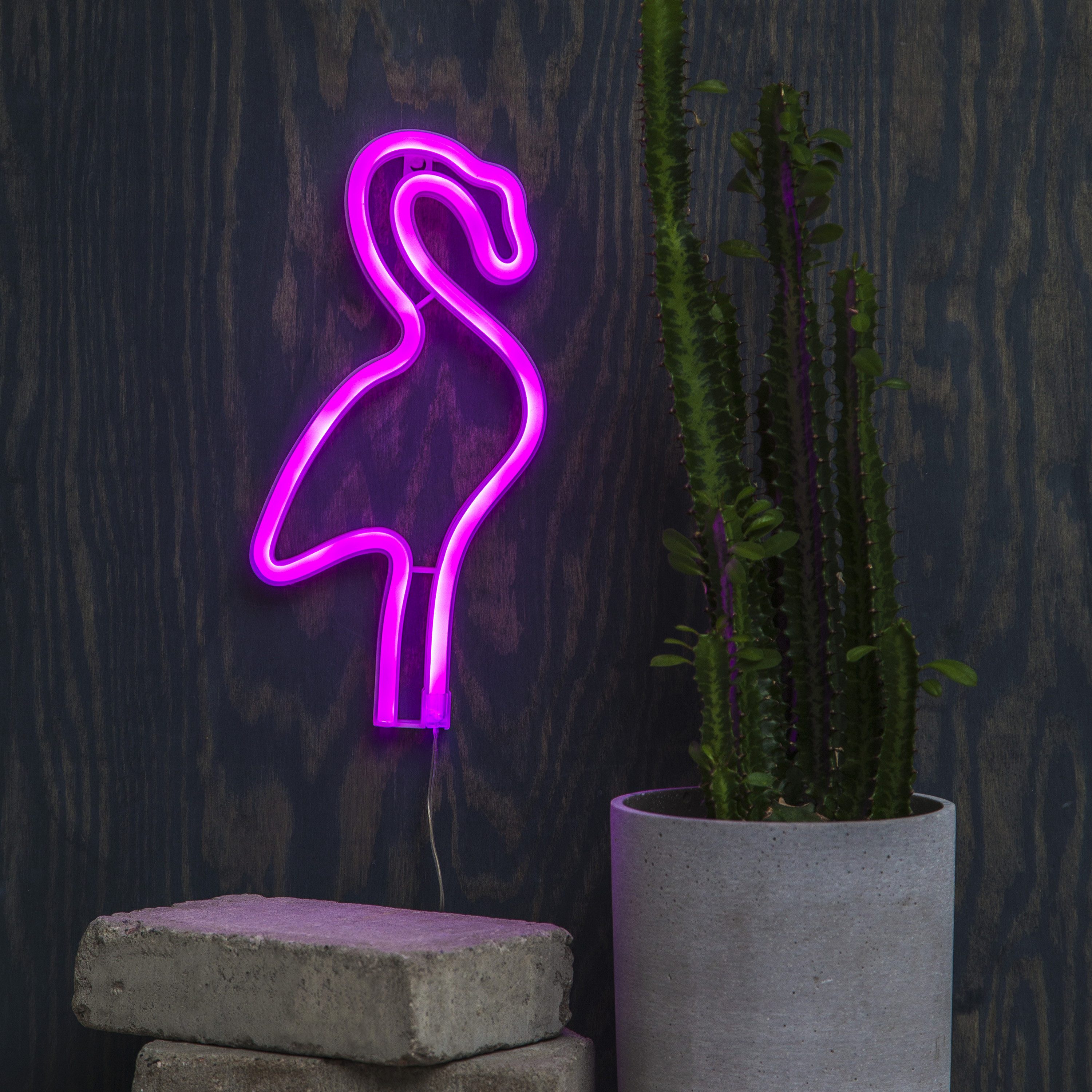 STAR TRADING LED Dekolicht NeonLight, Batterie Deko-Silhouette LED Flamingo Neonlight