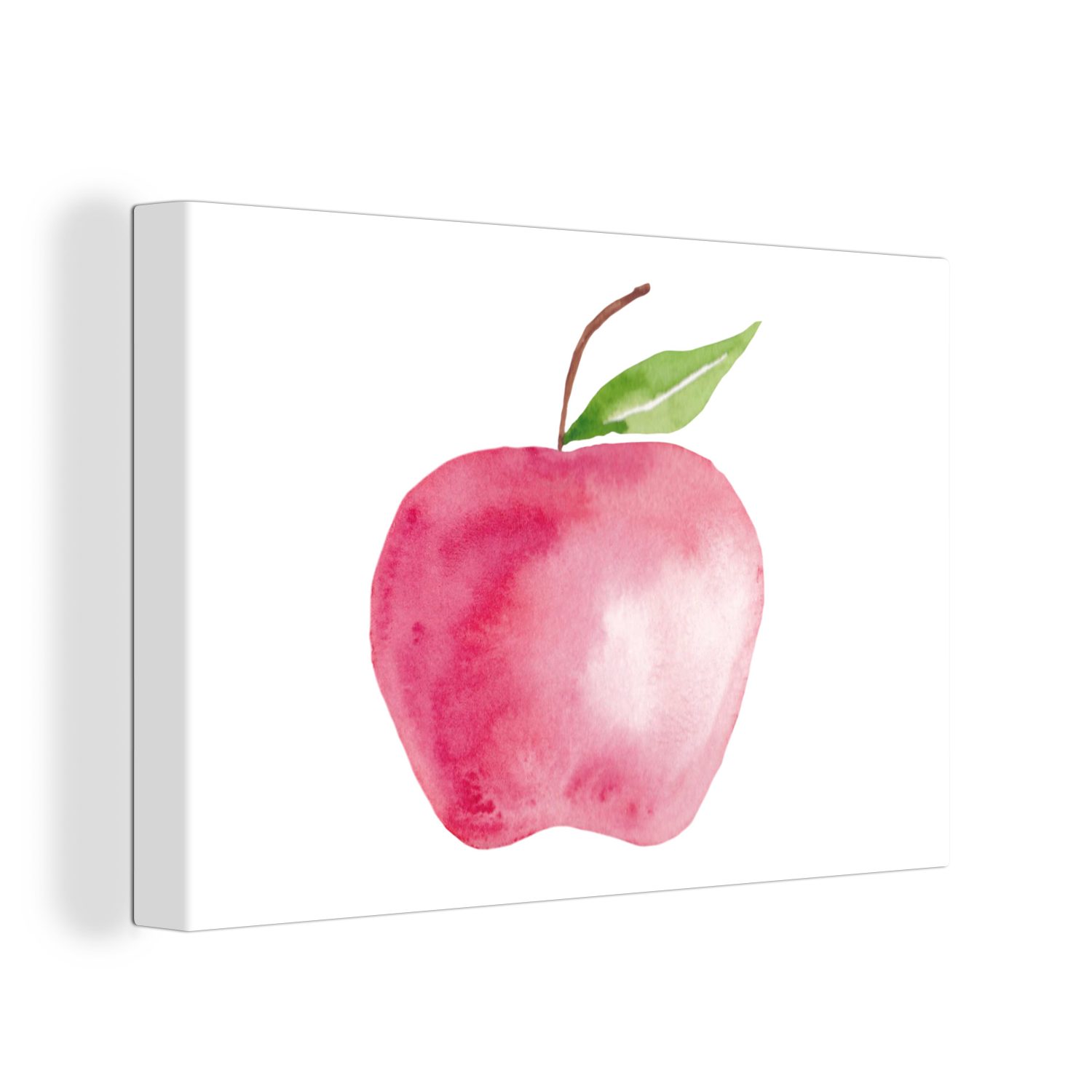 OneMillionCanvasses® Leinwandbild Apfel - Obst - Weiß, (1 St), Wandbild Leinwandbilder, Aufhängefertig, Wanddeko, 30x20 cm