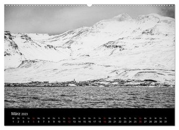 CALVENDO Wandkalender Island in Schwarzweiß (Premium, hochwertiger DIN A2 Wandkalender 2023, Kunstdruck in Hochglanz)
