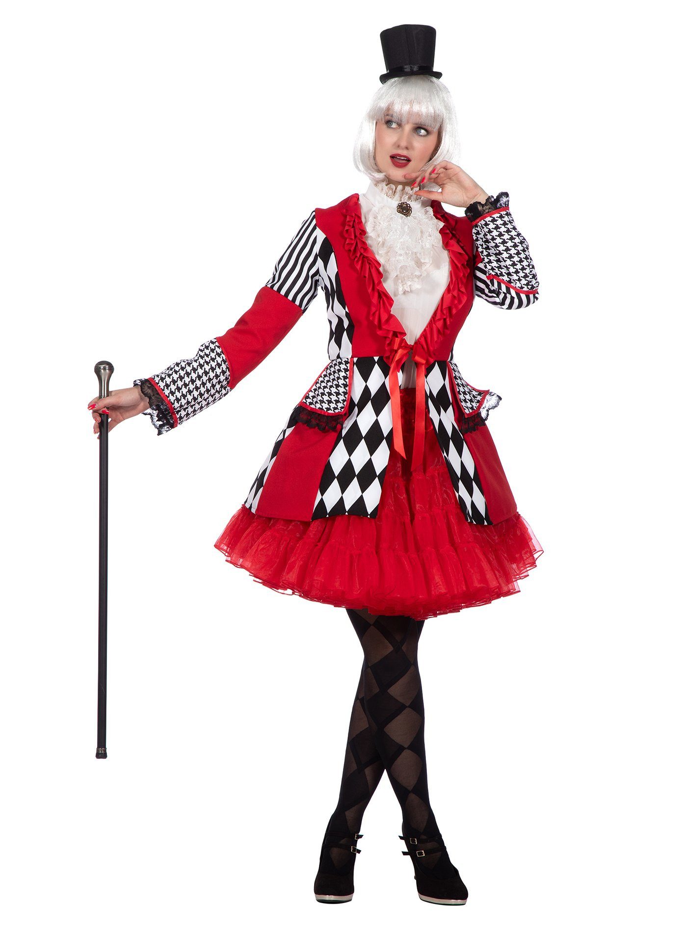 Metamorph Kostüm Harlekin Jacke für Damen, Damenjackett für Zirkus, Clowns und Karneval