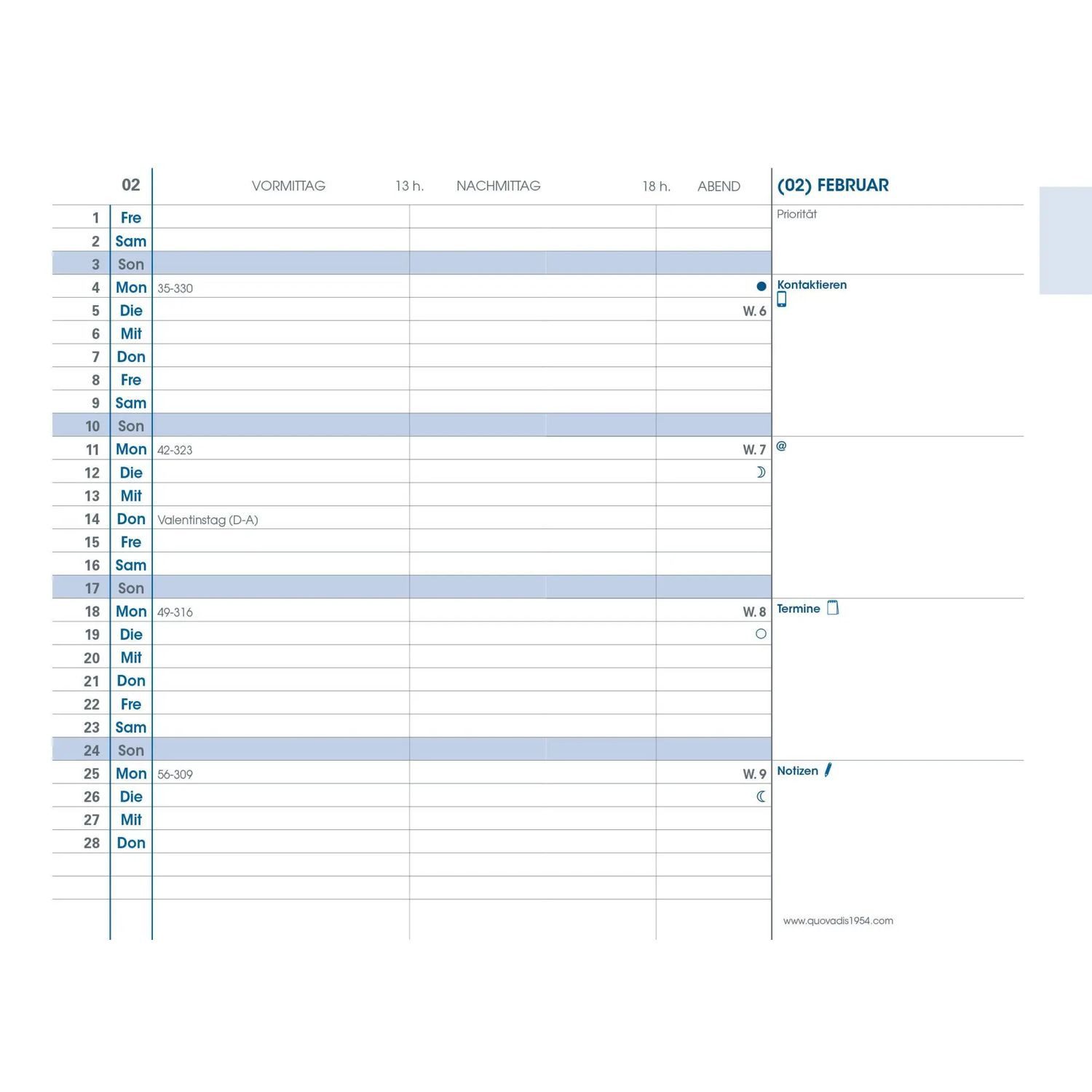 Quo Vadis Taschenkalender PLAIN Einlage DE 2027