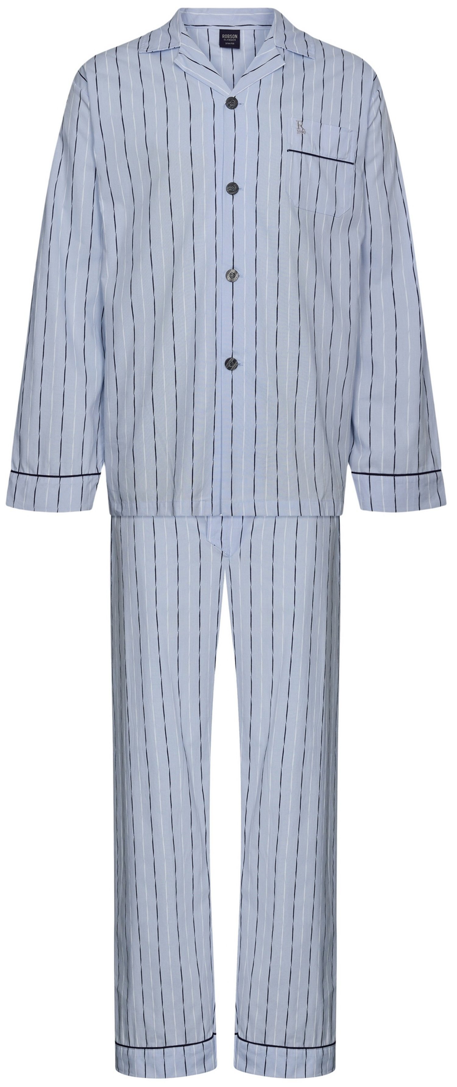 Robson Schlafanzug Herren Pyjama lang geknöpft günstig online kaufen