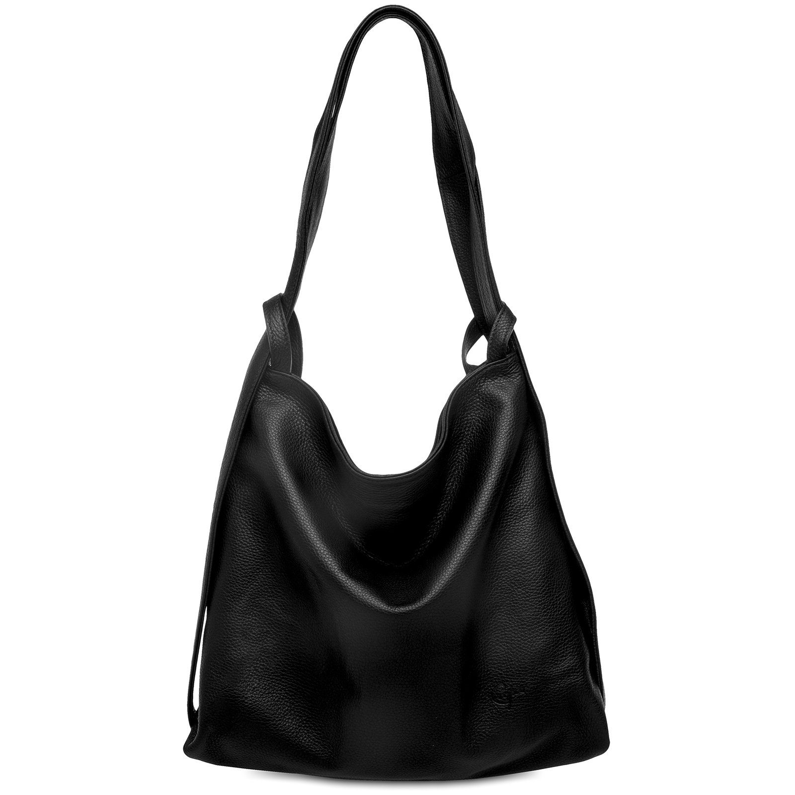 Caspar Schultertasche 2 in 1 XL Leder Damen Rucksack Tasche - PREMIUM LINE - Modell No.786, robust, elegant & unempfindlich - 100% Echtleder - Handmade in Italy