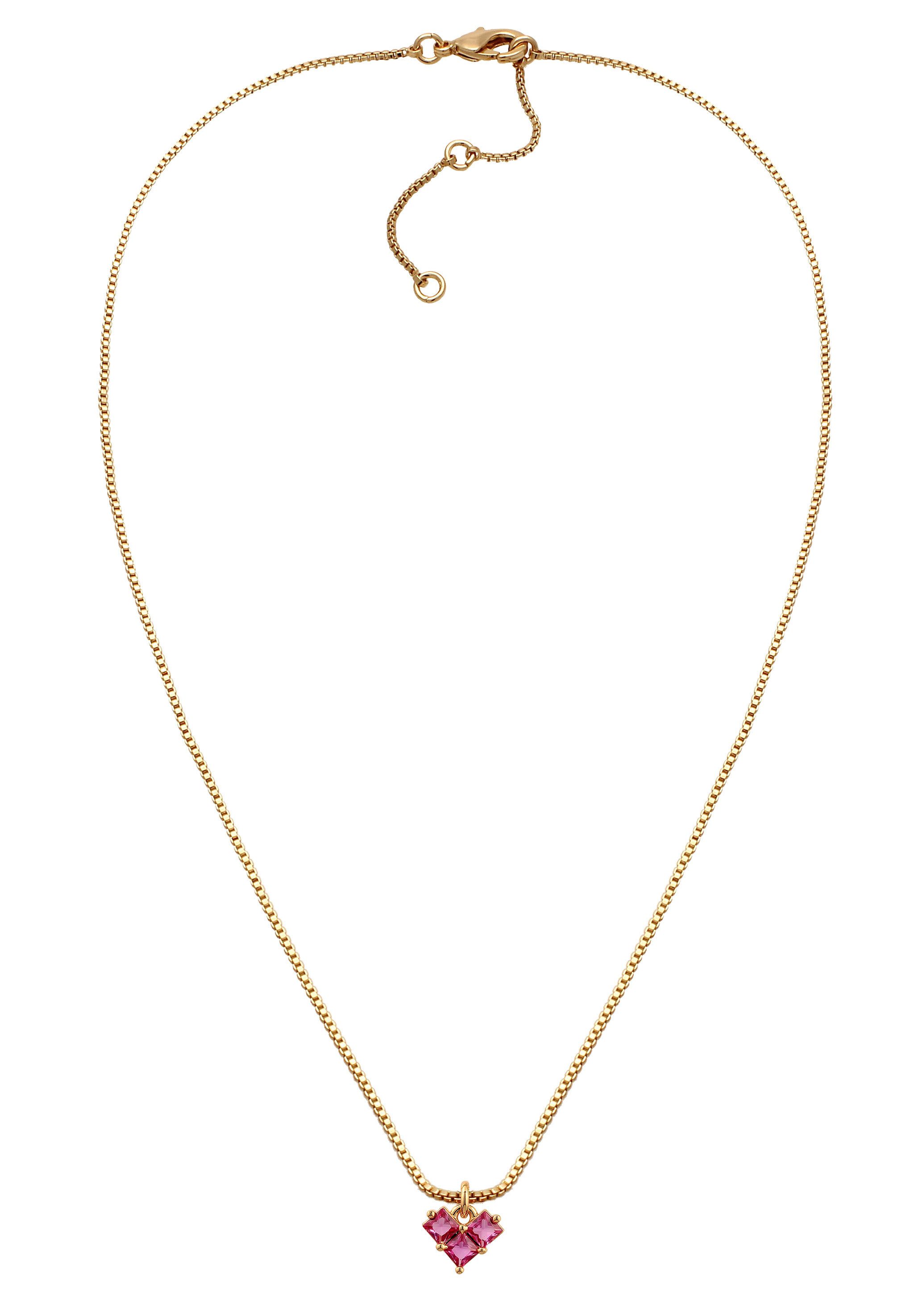Elli Kette mit Anhänger Herz Kristalle Anhänger Goldfarben günstig online kaufen