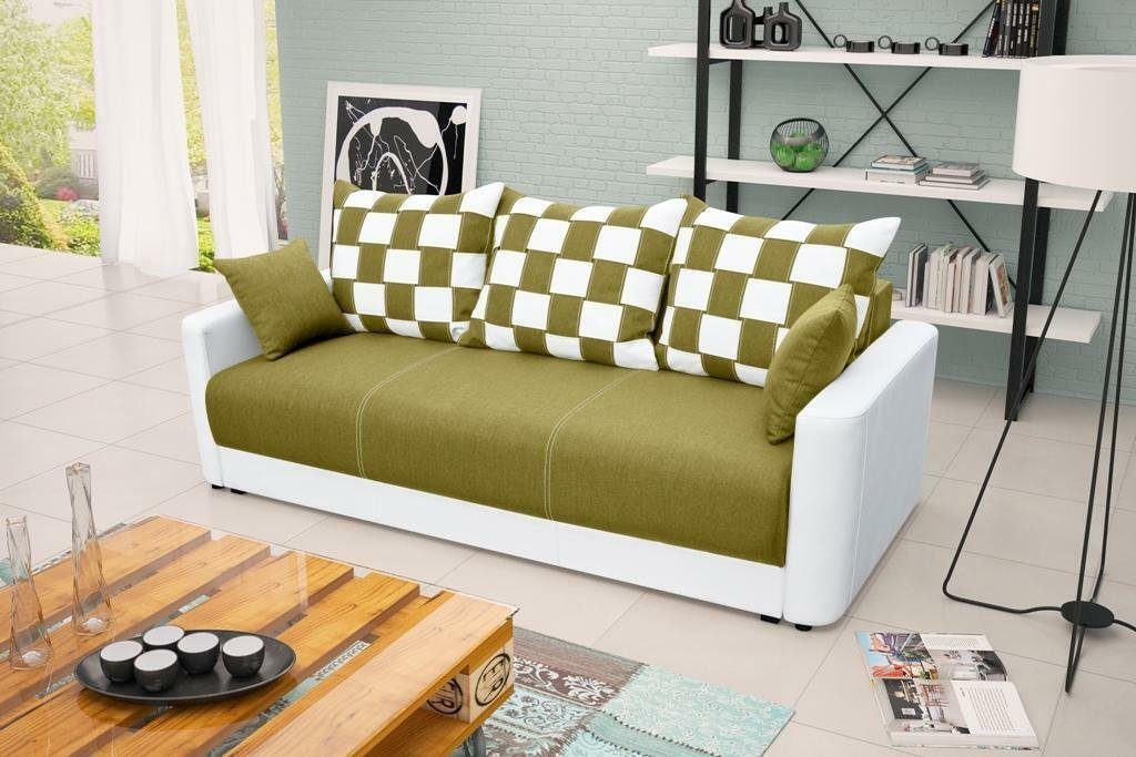 Mit Sofa, JVmoebel Grün/Weiß Bettfunktion